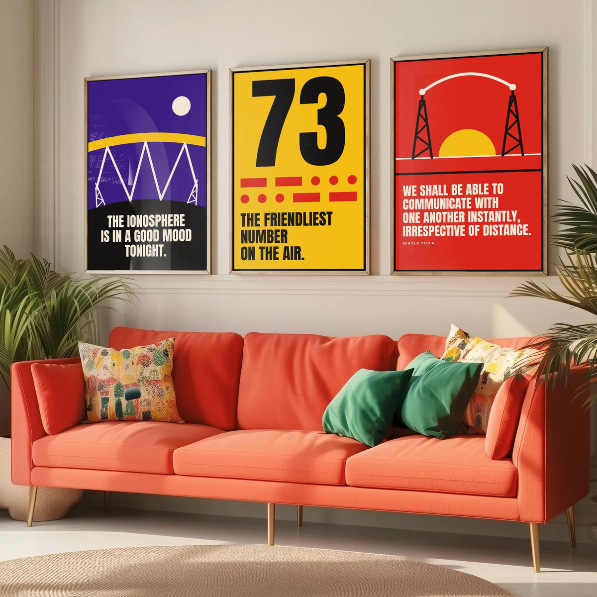 Ham Radio Quotes Set of Three Art Prints - 3 Retro Bauhaus Amateur Radio Posters - Minimalist Tech Wall Art Illustration V2