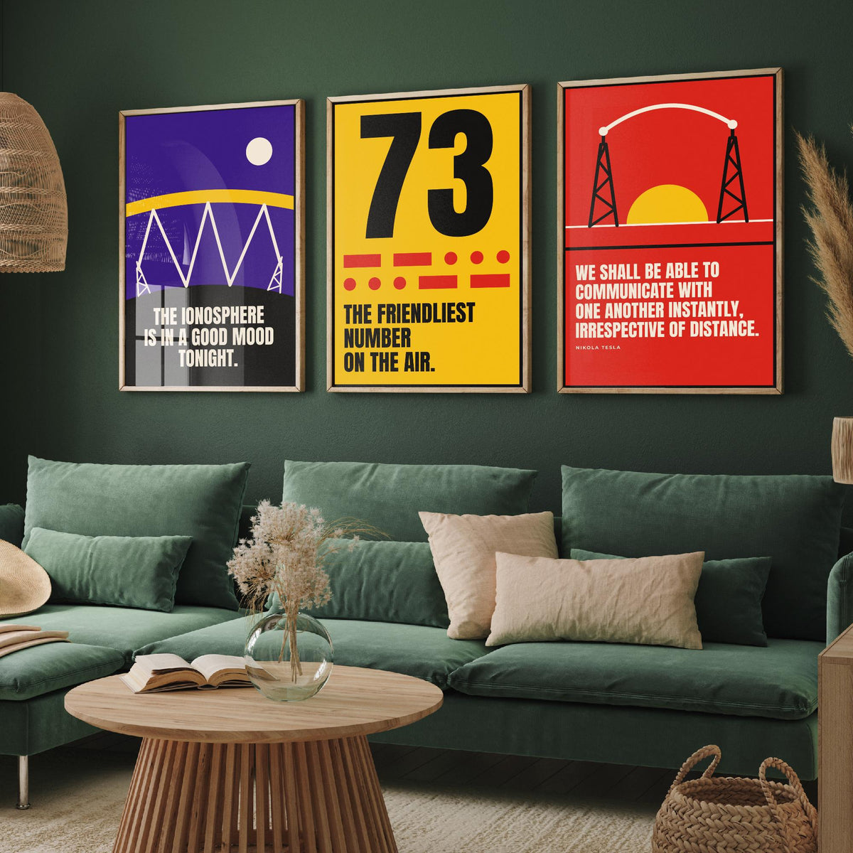 Ham Radio Quotes Set of Three Art Prints - 3 Retro Bauhaus Amateur Radio Posters - Minimalist Tech Wall Art Illustration V2