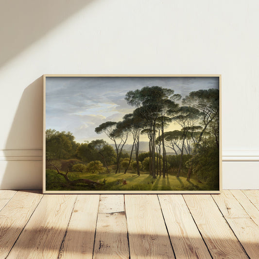 Hendrik Voogd - Italian Landscape with Umbrella Pines (1807) - Classic Painting Art Print - Roman Campagna Stone Pines Poster