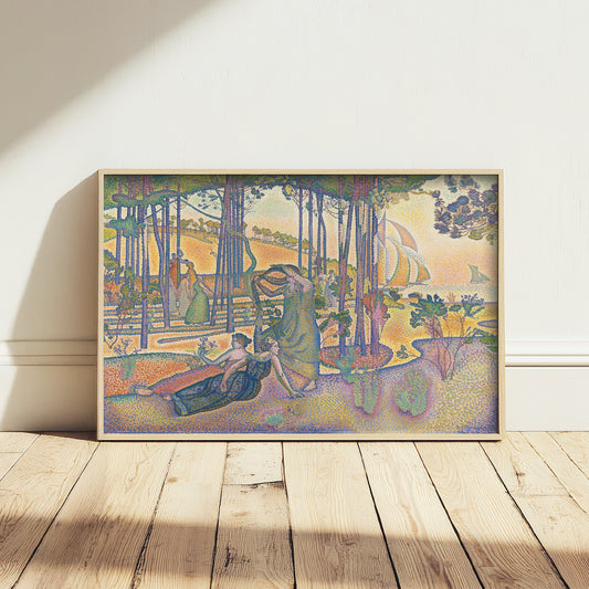 Henri-Edmond Cross - The Evening Air (c. 1893) - Classic Painting Art Print - Pointillist Women Pines Mediterranean Sunset Poster