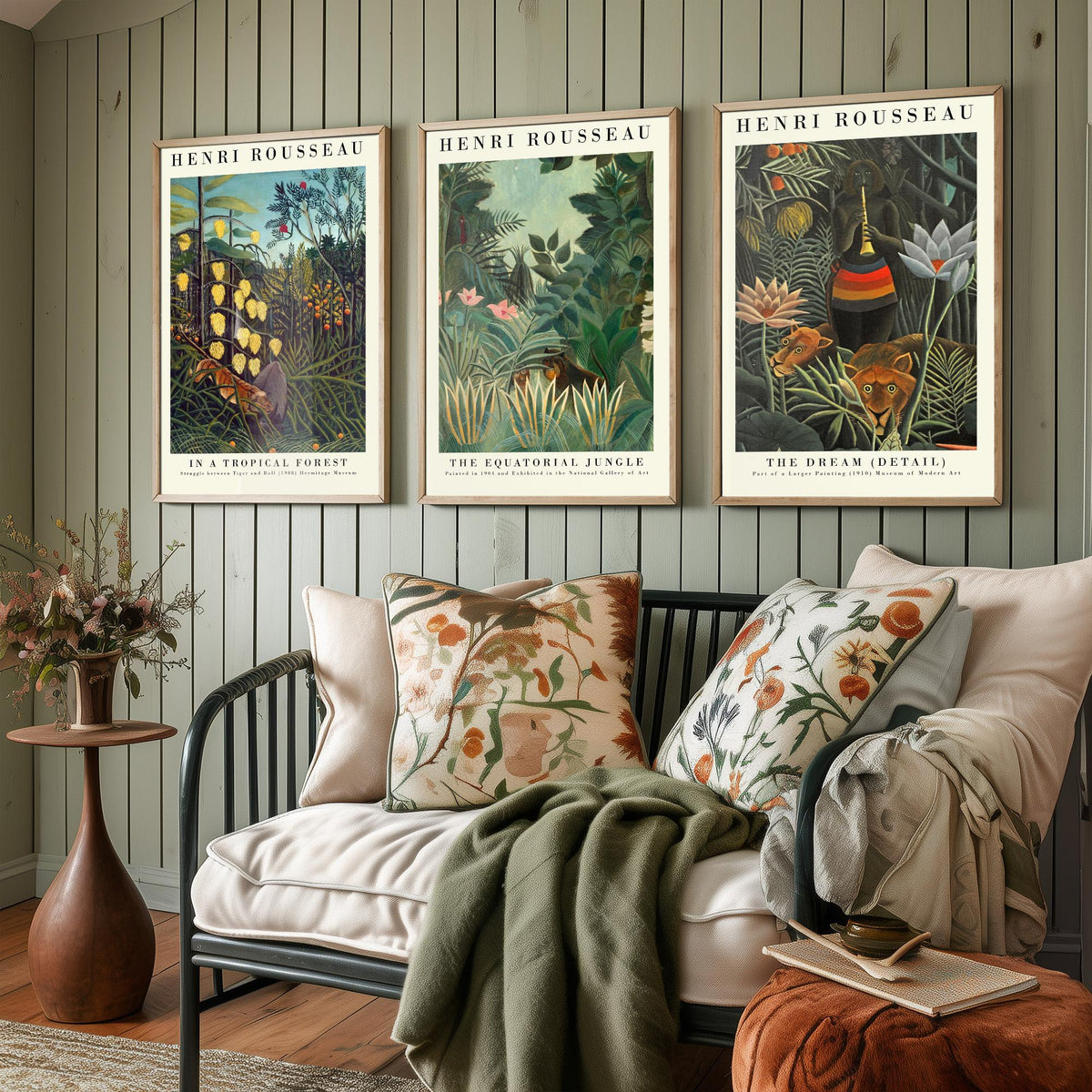 Henri Rousseau Set of Three Art Prints - Jungle The Dream - 3 Painting Posters - Tropical Wall Art Gift Giclee Museum Botanical