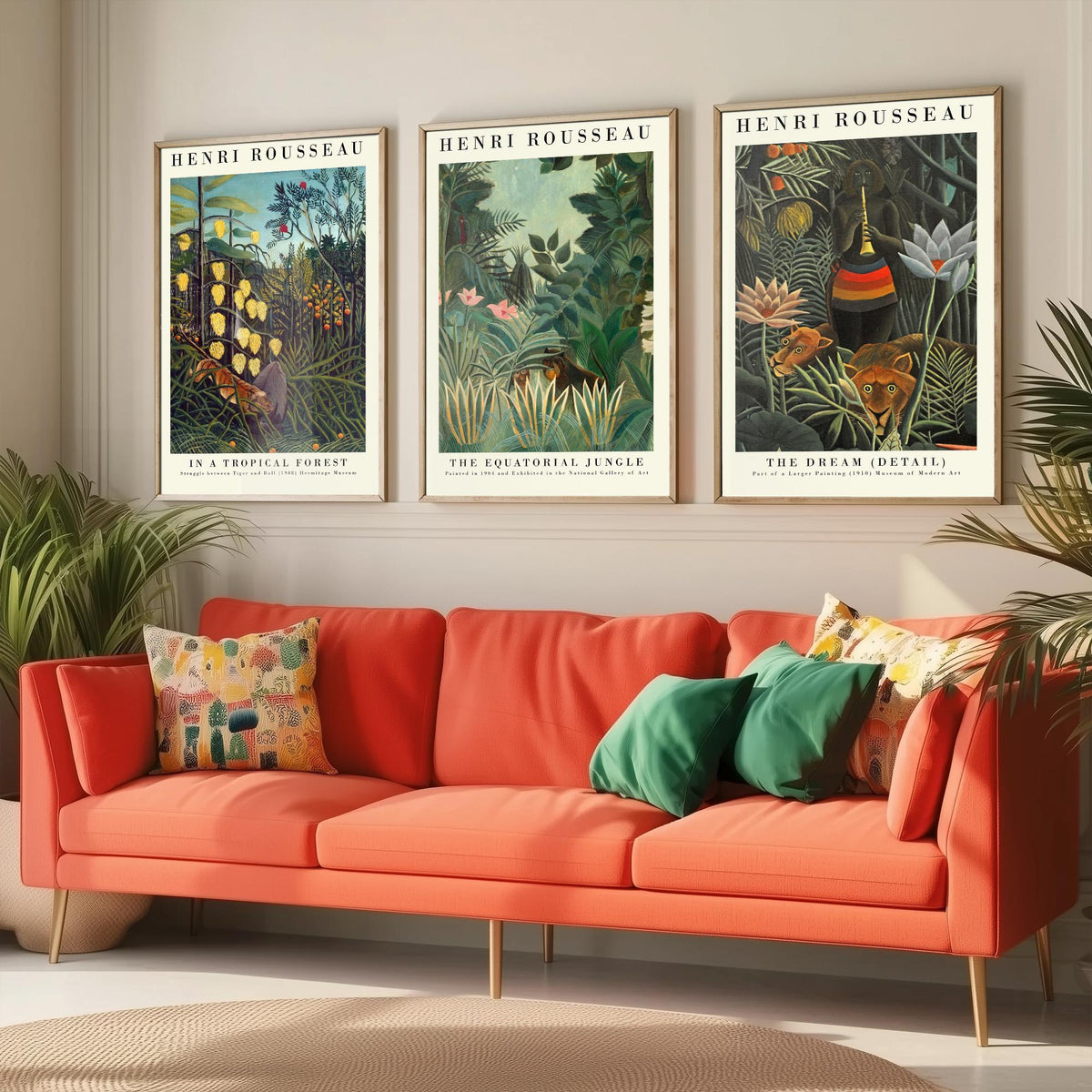 Henri Rousseau Set of Three Art Prints - Jungle The Dream - 3 Painting Posters - Tropical Wall Art Gift Giclee Museum Botanical