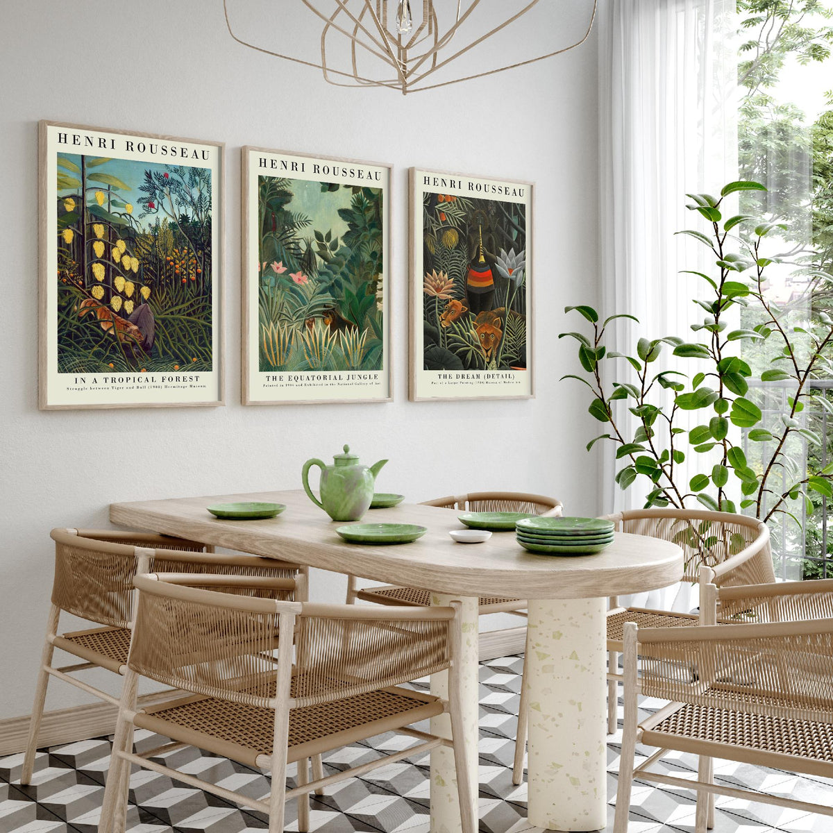 Henri Rousseau Set of Three Art Prints - Jungle The Dream - 3 Painting Posters - Tropical Wall Art Gift Giclee Museum Botanical