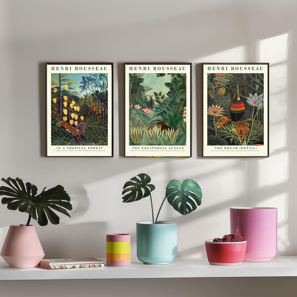 Henri Rousseau Set of Three Art Prints - Jungle The Dream - 3 Painting Posters - Tropical Wall Art Gift Giclee Museum Botanical