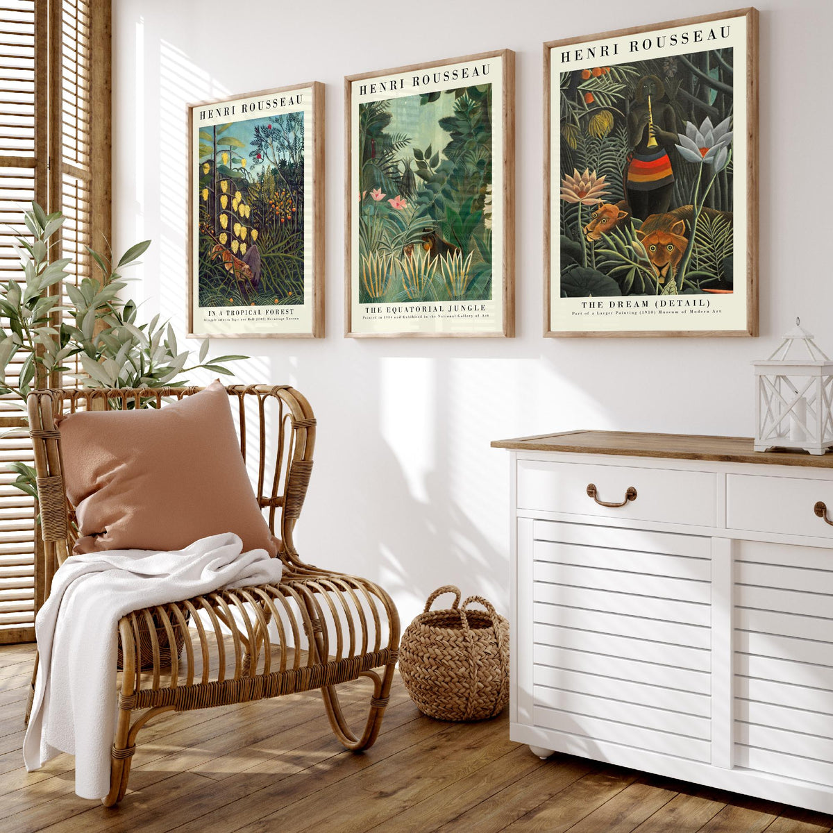 Henri Rousseau Set of Three Art Prints - Jungle The Dream - 3 Painting Posters - Tropical Wall Art Gift Giclee Museum Botanical