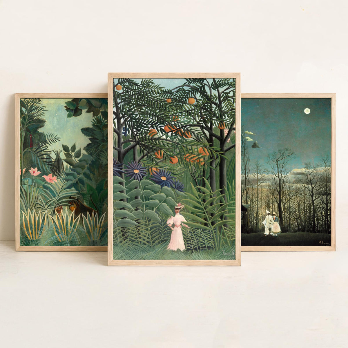 Henri Rousseau Set of Three Art Prints - Jungle and Carnival Evening - Naive Painting Poster V1