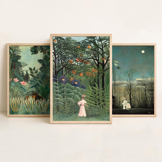 Henri Rousseau Set of Three Art Prints - Jungle and Carnival Evening - Naive Painting Poster V1