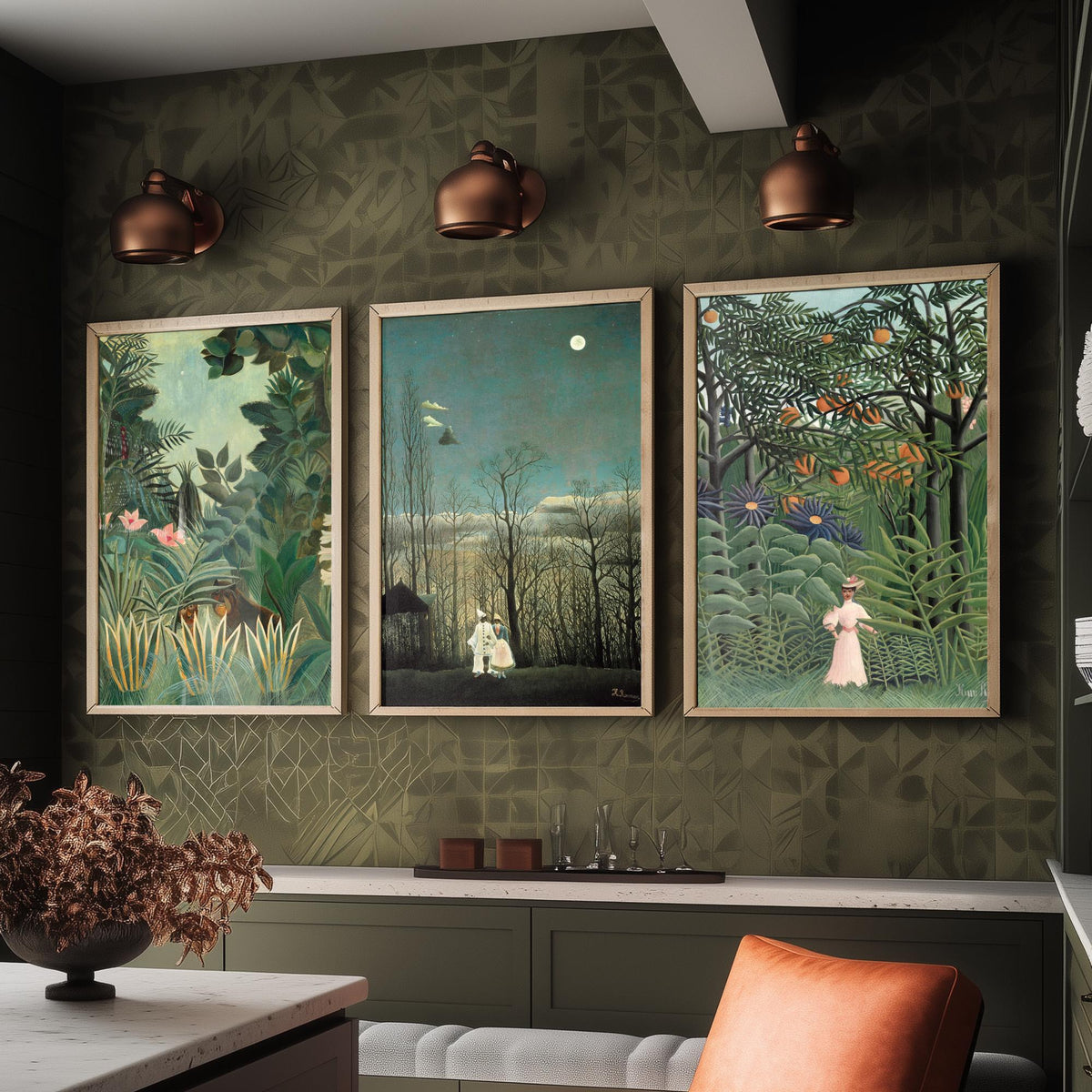Henri Rousseau Set of Three Art Prints - Jungle and Carnival Evening - Naive Painting Poster V1