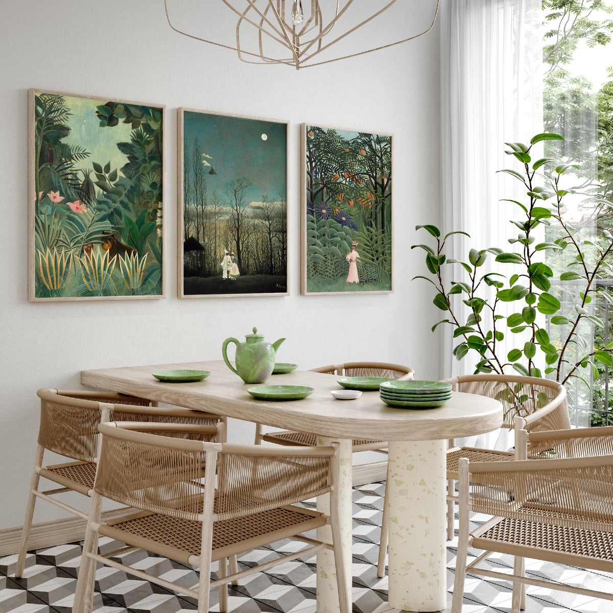 Henri Rousseau Set of Three Art Prints - Jungle and Carnival Evening - Naive Painting Poster V1