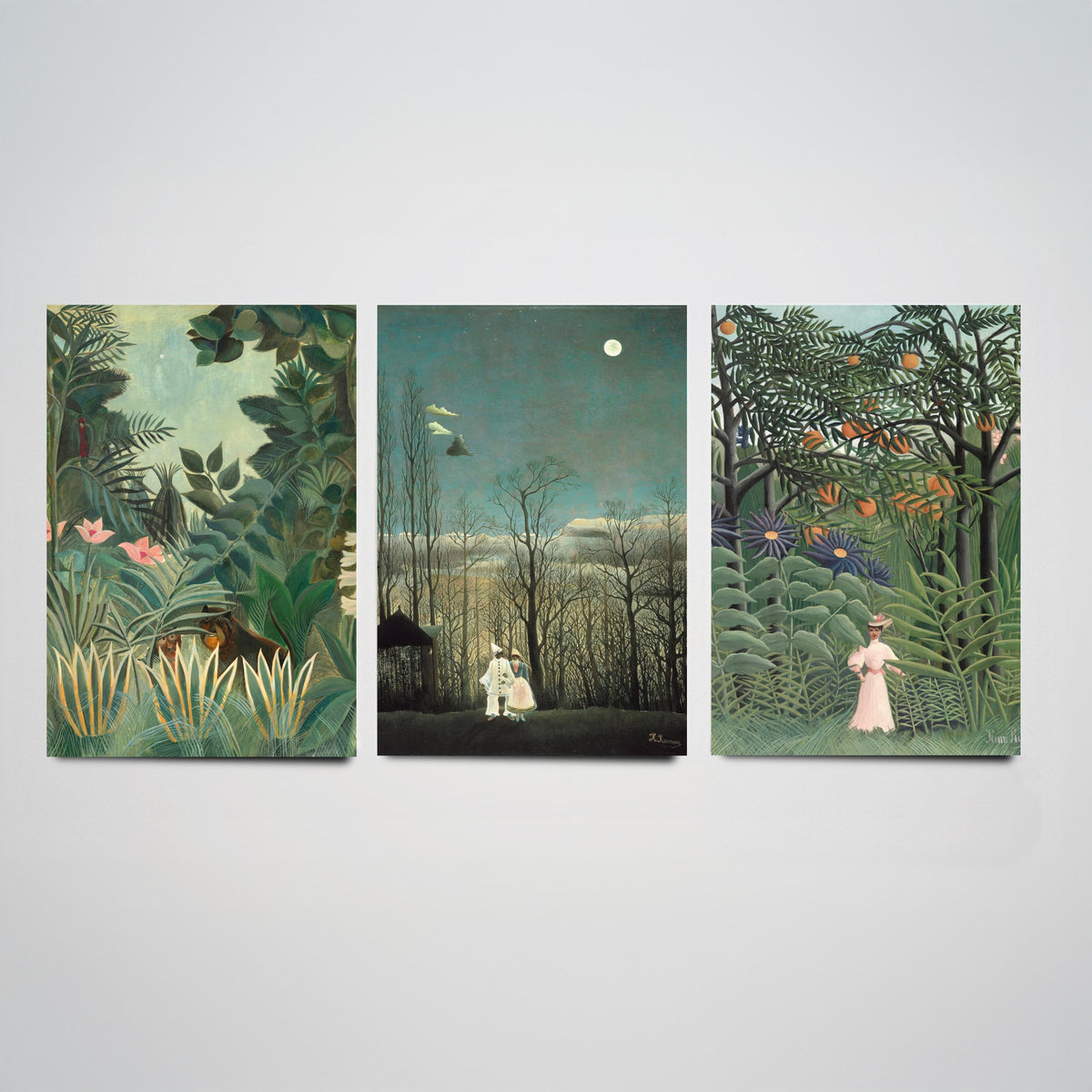 Henri Rousseau Set of Three Art Prints - Jungle and Carnival Evening - Naive Painting Poster V1