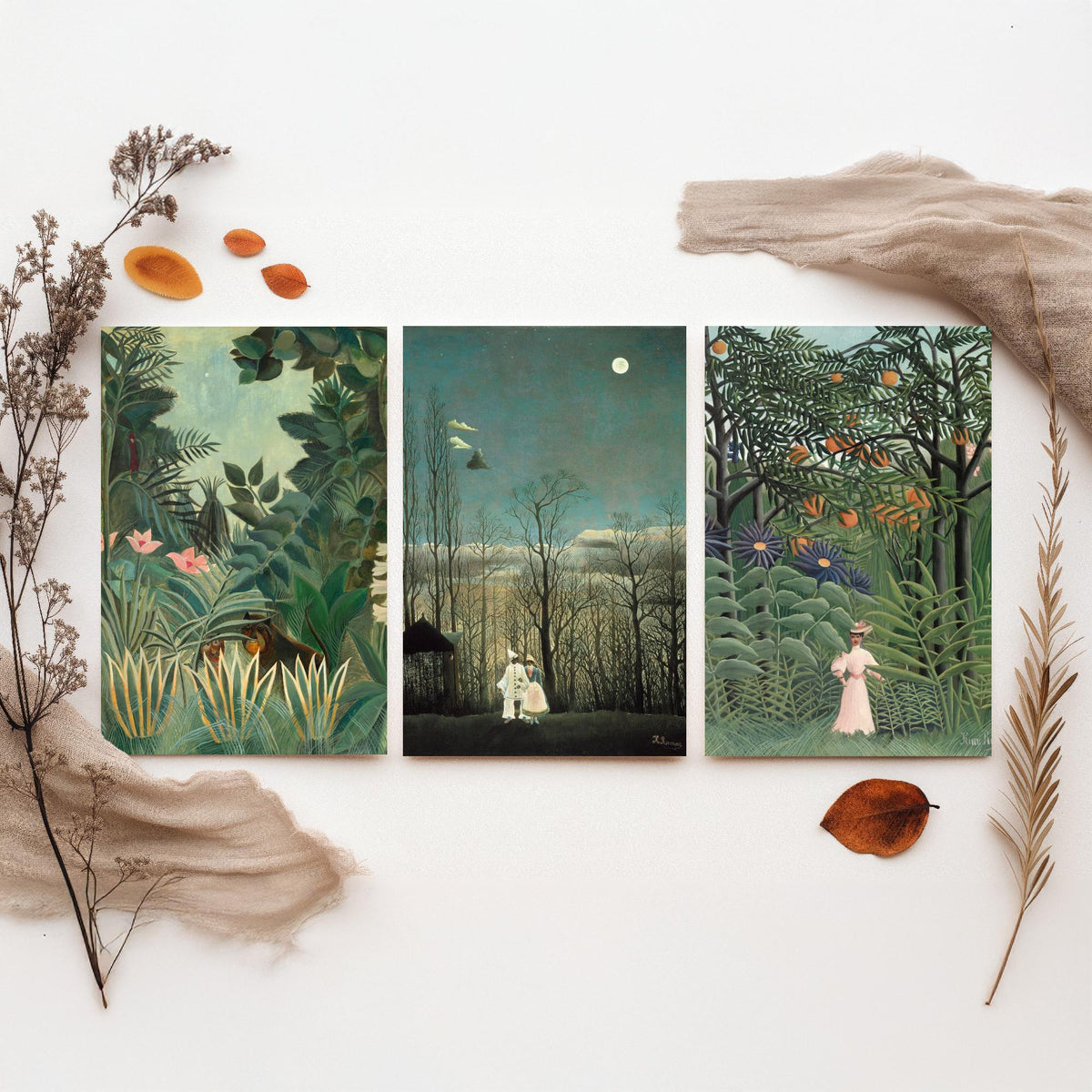 Henri Rousseau Set of Three Art Prints - Jungle and Carnival Evening - Naive Painting Poster V1