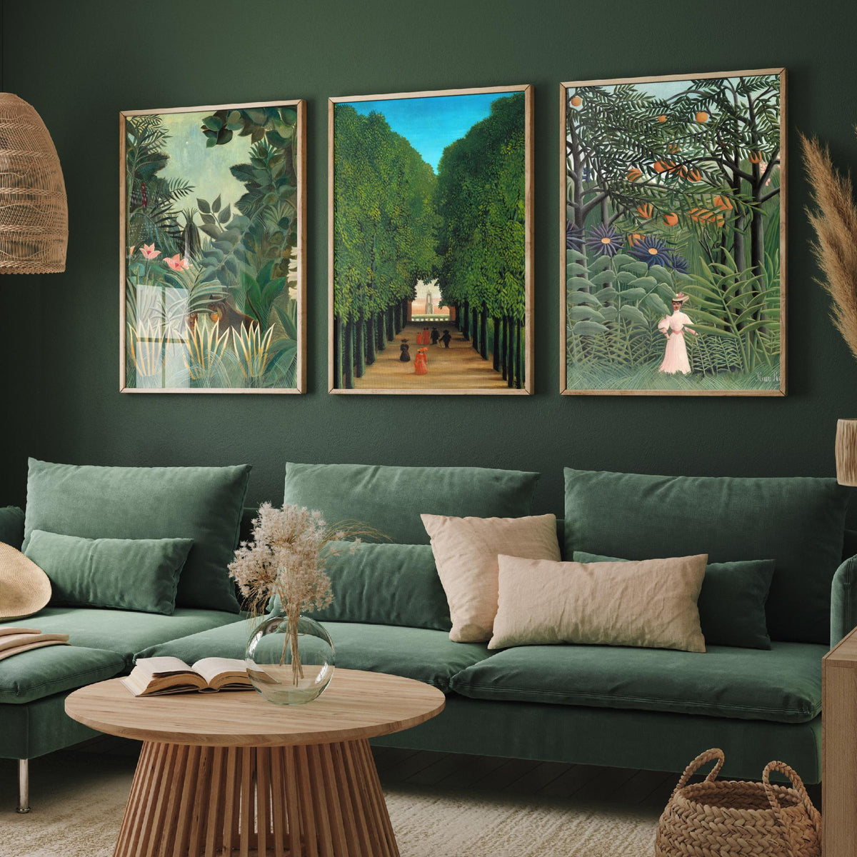 Henri Rousseau Set of Three Art Prints - Jungle and The Avenue at Saint Cloud - Naive Painting Poster V2