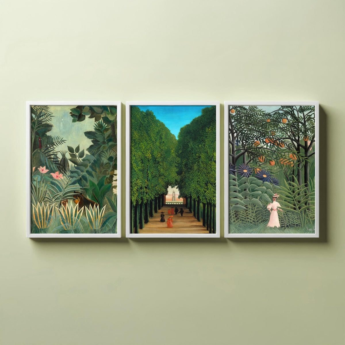 Henri Rousseau Set of Three Art Prints - Jungle and The Avenue at Saint Cloud - Naive Painting Poster V2