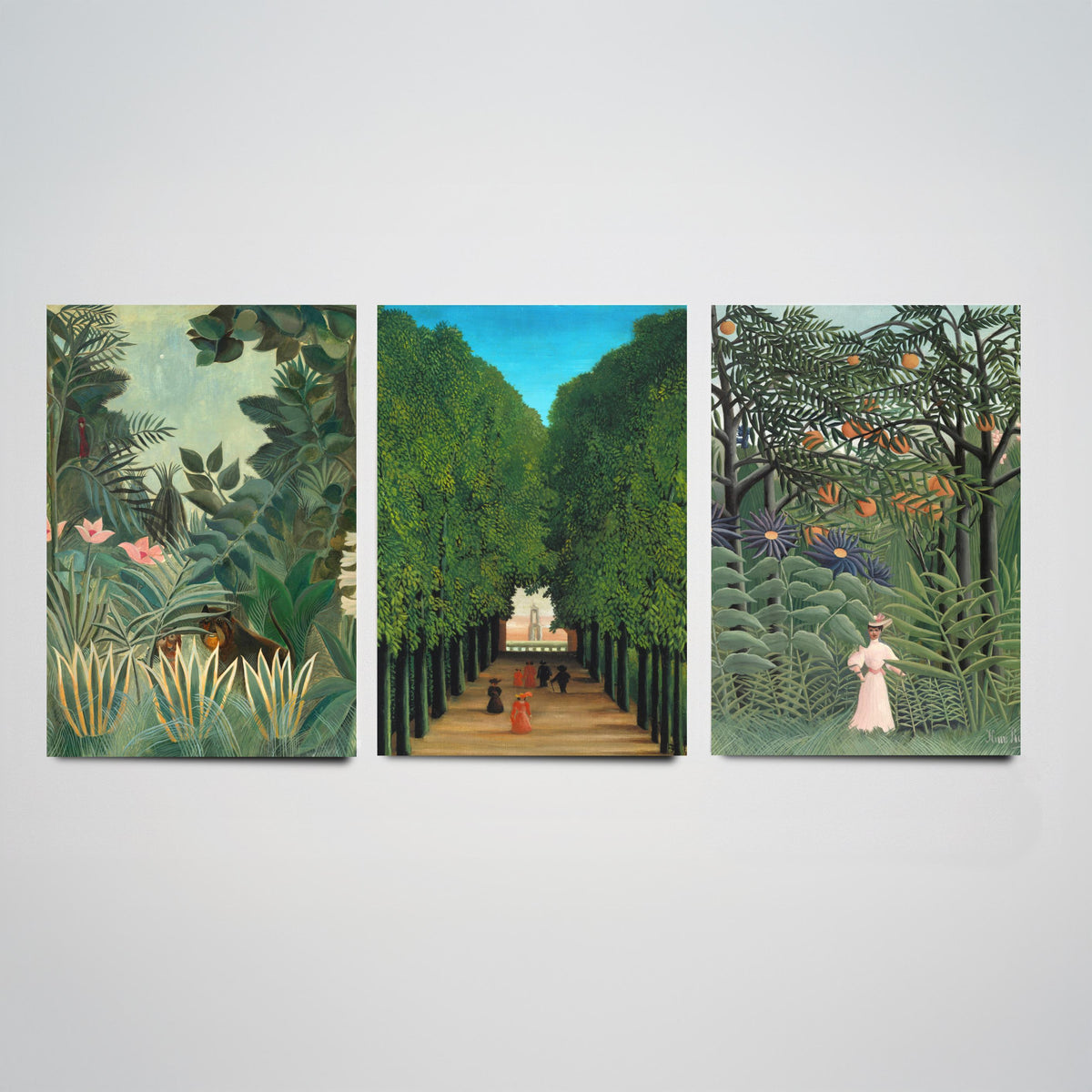 Henri Rousseau Set of Three Art Prints - Jungle and The Avenue at Saint Cloud - Naive Painting Poster V2