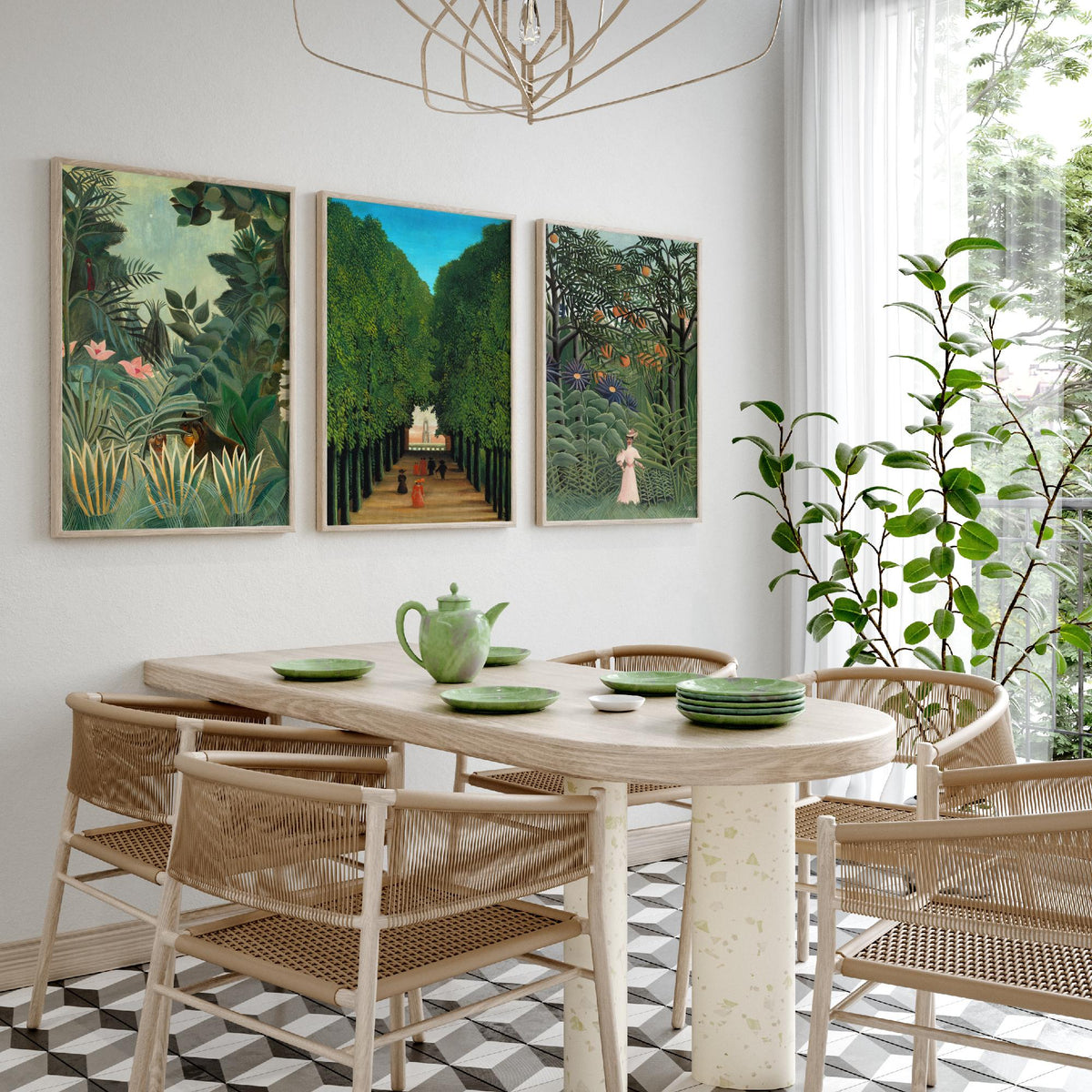 Henri Rousseau Set of Three Art Prints - Jungle and The Avenue at Saint Cloud - Naive Painting Poster V2