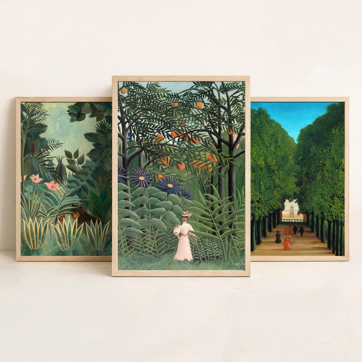 Henri Rousseau Set of Three Art Prints - Jungle and The Avenue at Saint Cloud - Naive Painting Poster V2