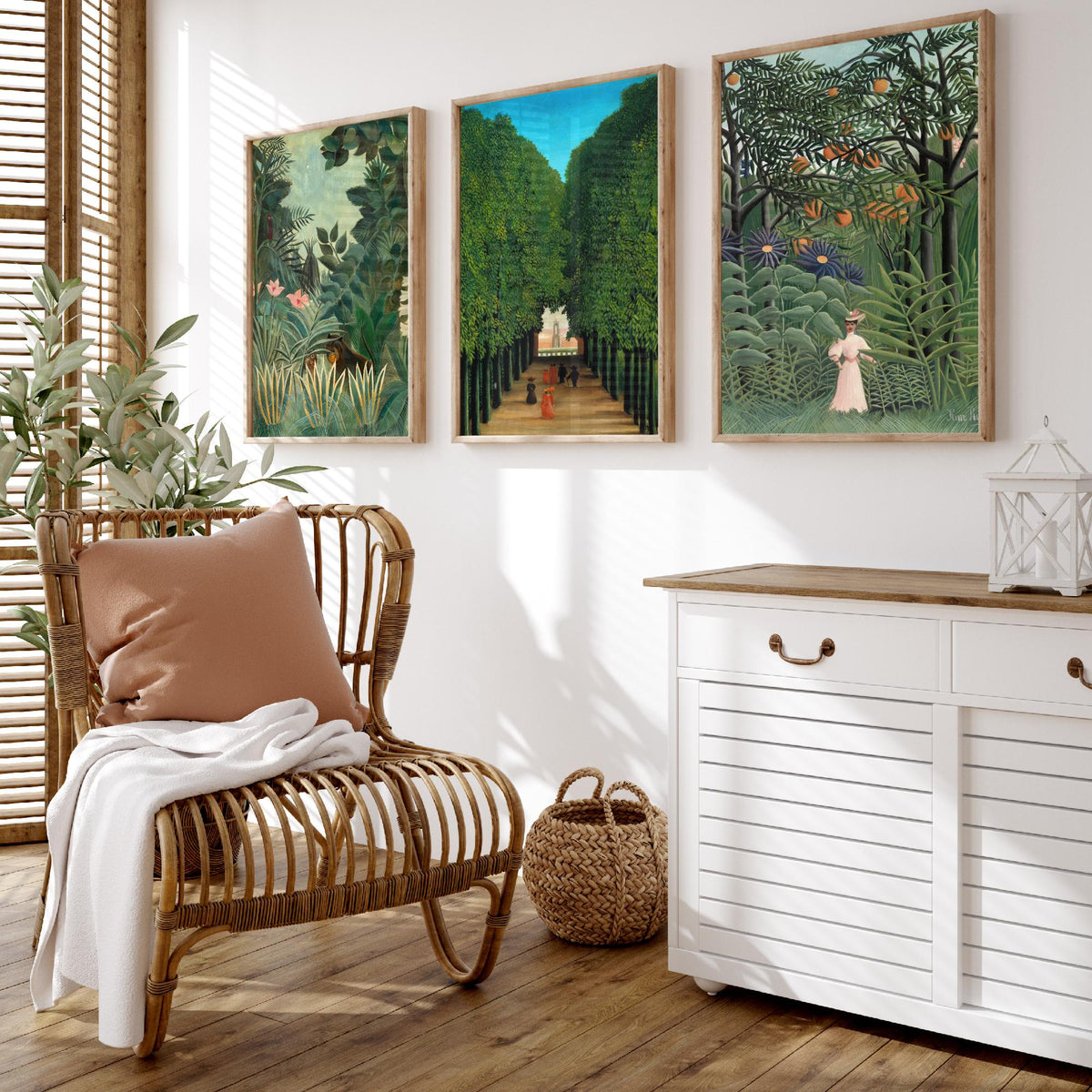 Henri Rousseau Set of Three Art Prints - Jungle and The Avenue at Saint Cloud - Naive Painting Poster V2