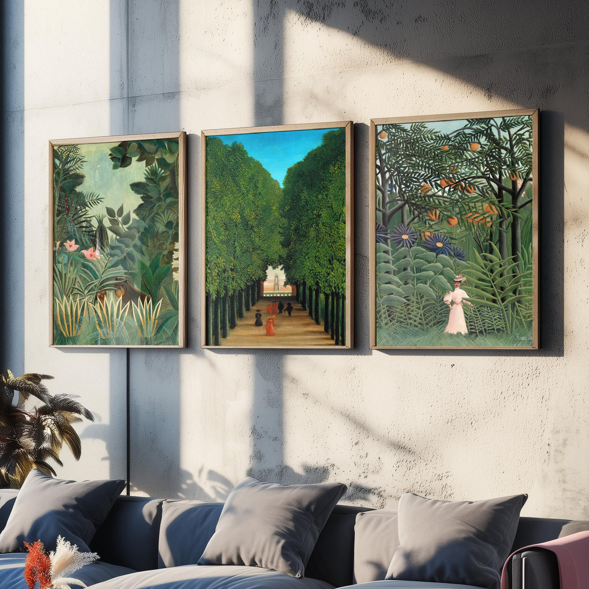 Henri Rousseau Set of Three Art Prints - Jungle and The Avenue at Saint Cloud - Naive Painting Poster V2