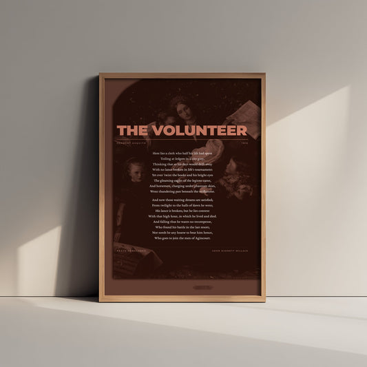 The Volunteer by Herbert Asquith Art Print - Full Poem over Millais Peace Concluded Painting - First World War Poetry Poster