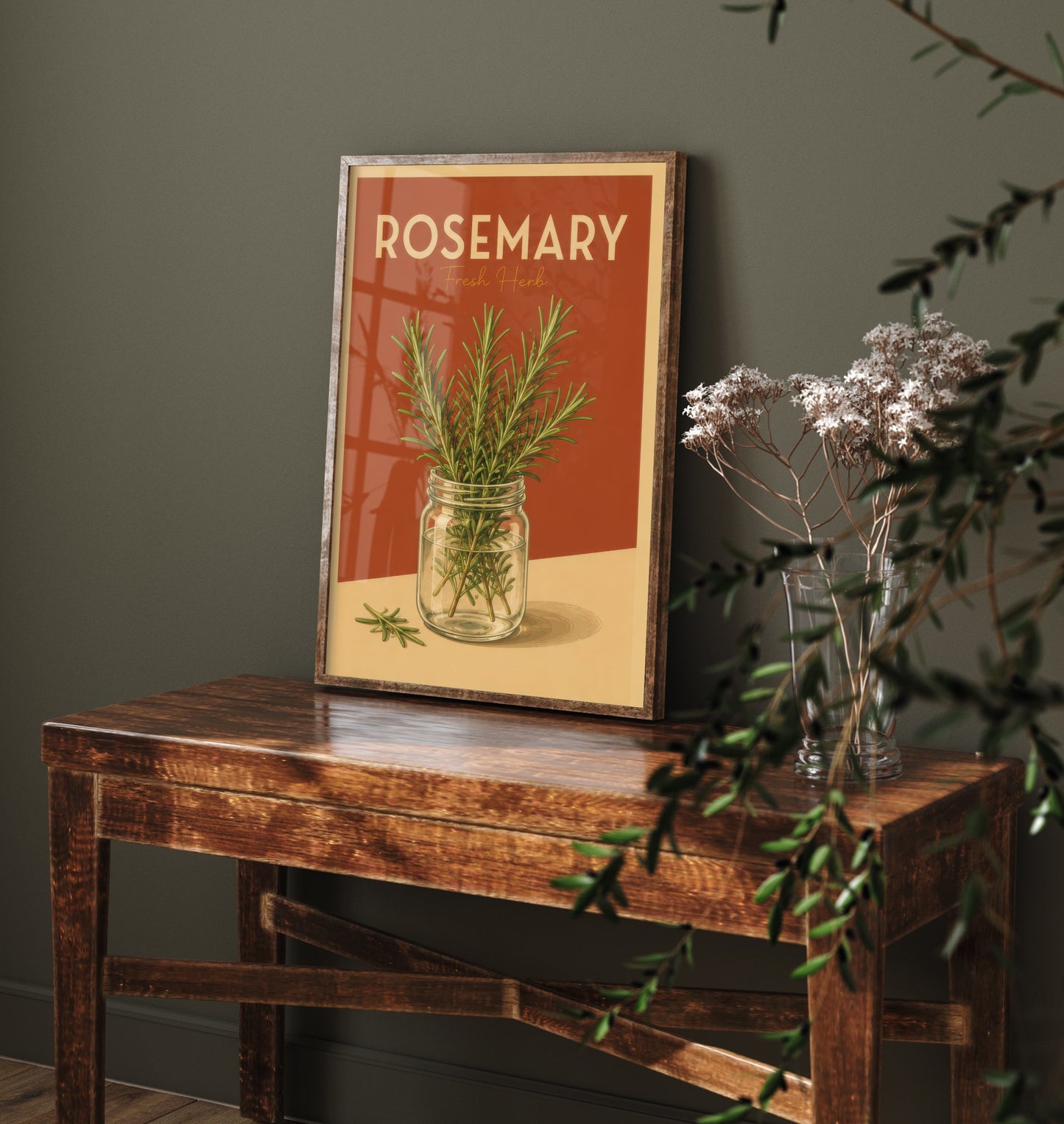 Vintage Rosemary Art Print - Fresh Herb Kitchen Poster - Botanical Illustration - Herb Garden Wall Art 2/3