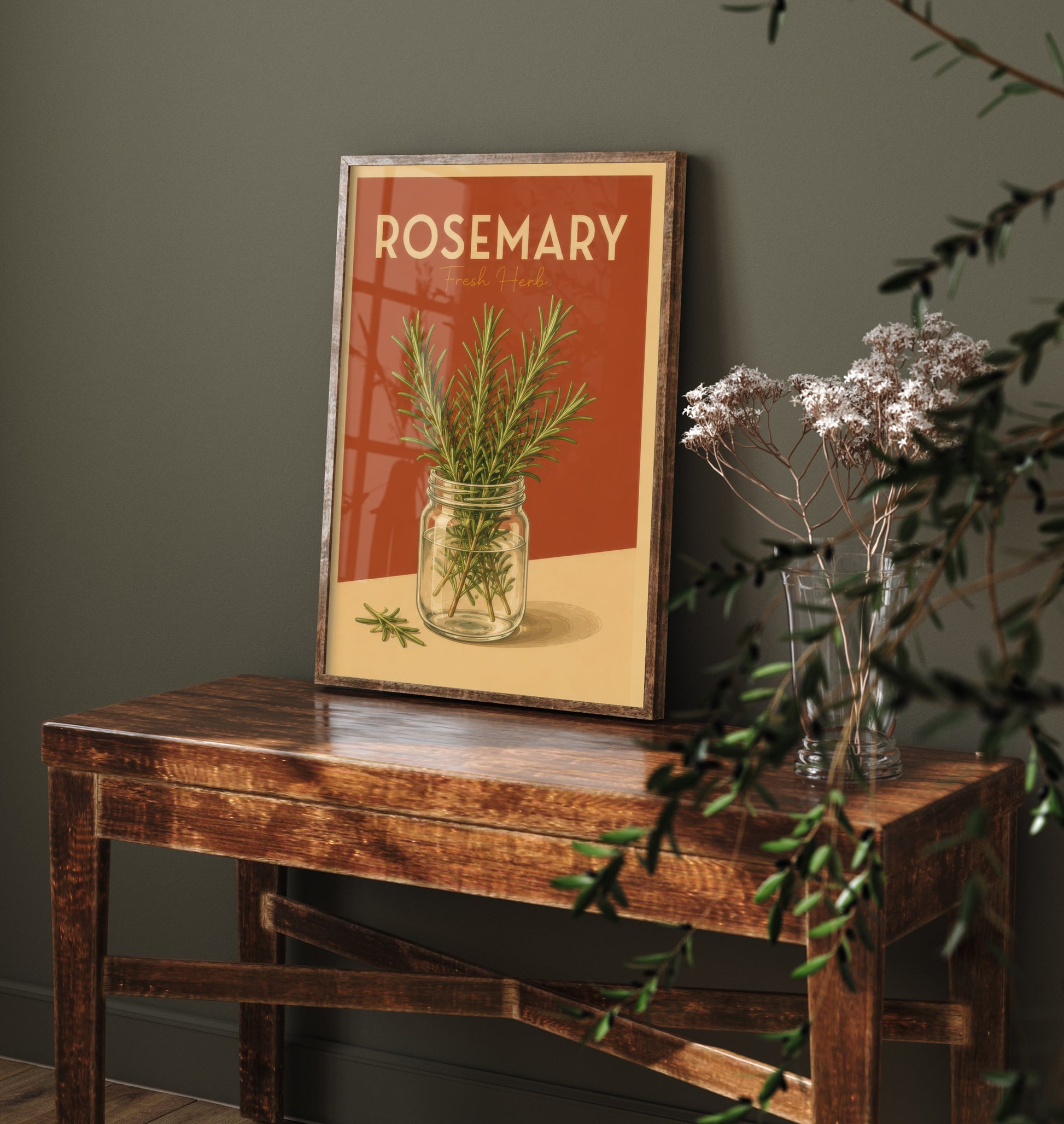 Vintage Rosemary Art Print - Fresh Herb Kitchen Poster - Botanical Illustration - Herb Garden Wall Art 2/3