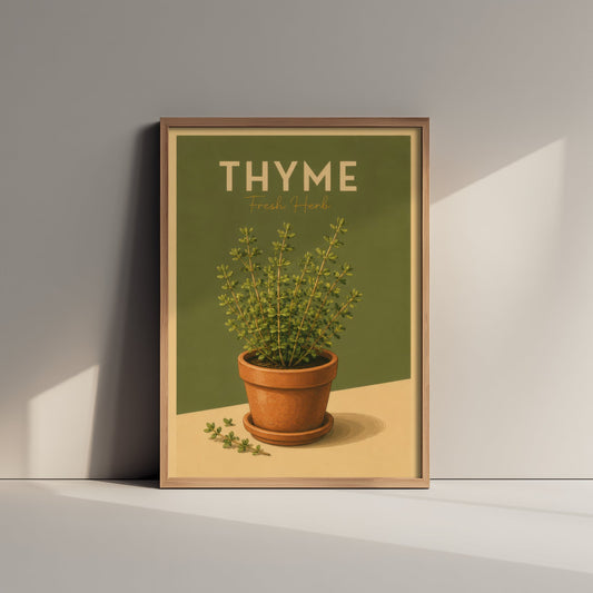 Vintage Thyme Art Print - Fresh Herb Kitchen Poster - Botanical Illustration - Herb Garden Wall Art 3/3
