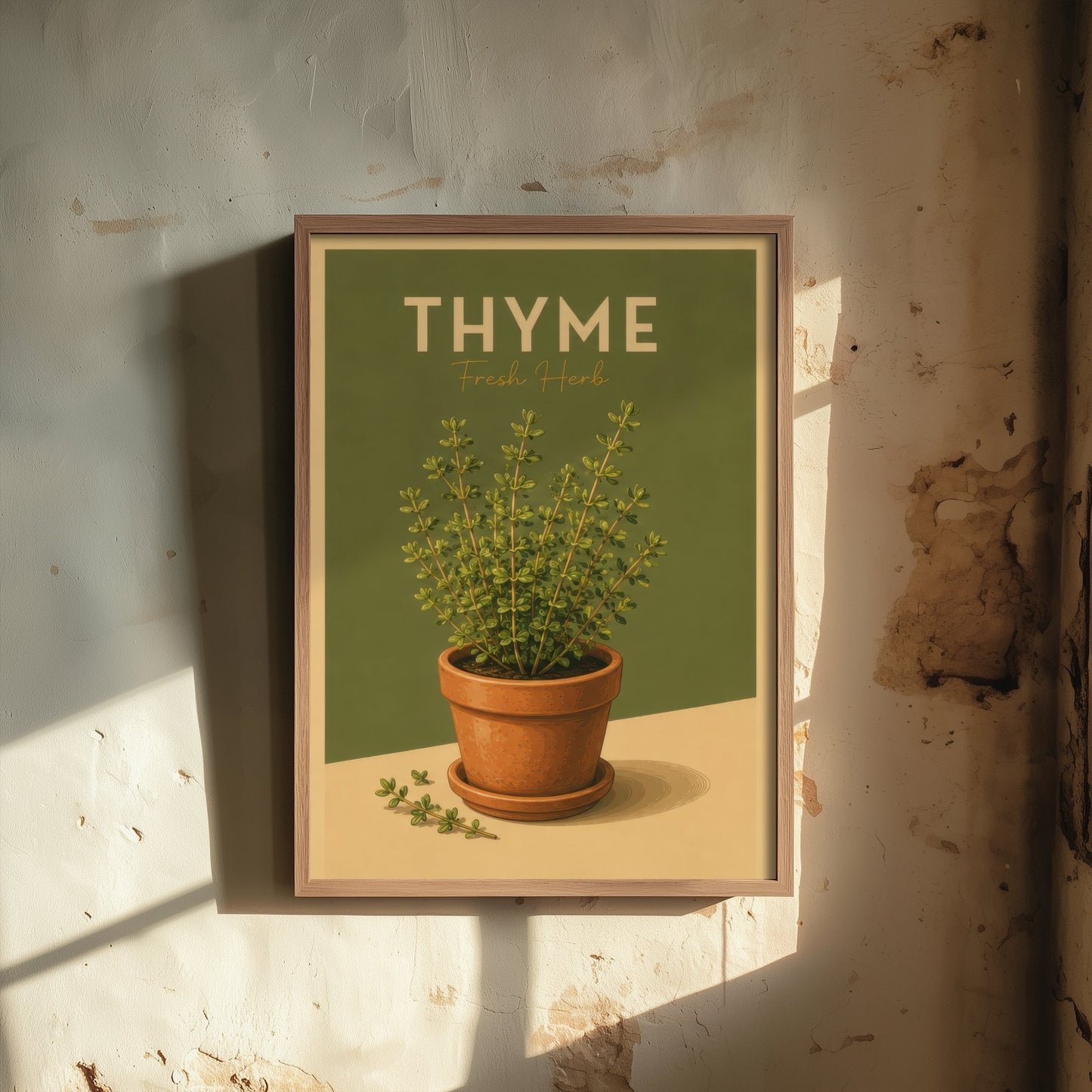 Vintage Thyme Art Print - Fresh Herb Kitchen Poster - Botanical Illustration - Herb Garden Wall Art 3/3