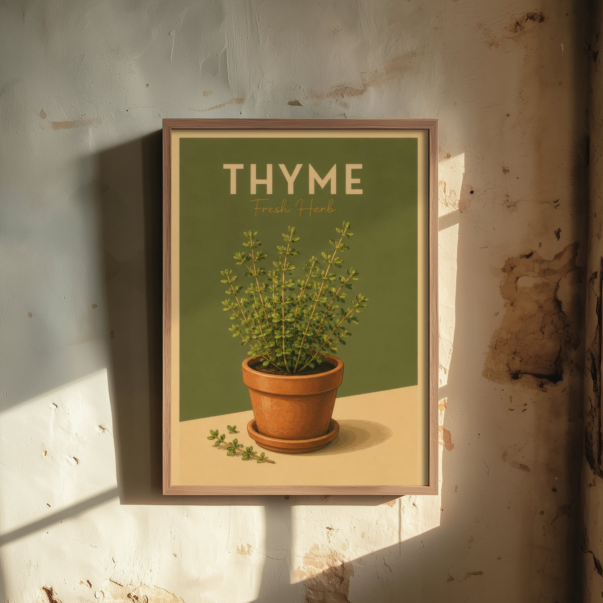 Vintage Thyme Art Print - Fresh Herb Kitchen Poster - Botanical Illustration - Herb Garden Wall Art 3/3
