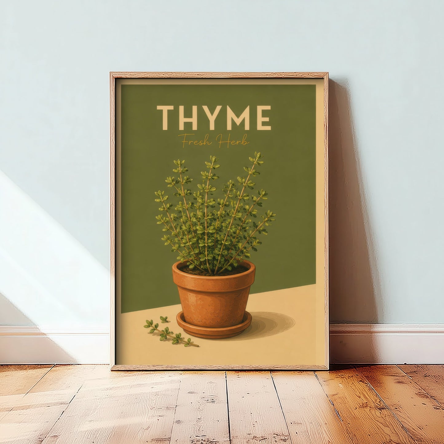 Vintage Thyme Art Print - Fresh Herb Kitchen Poster - Botanical Illustration - Herb Garden Wall Art 3/3