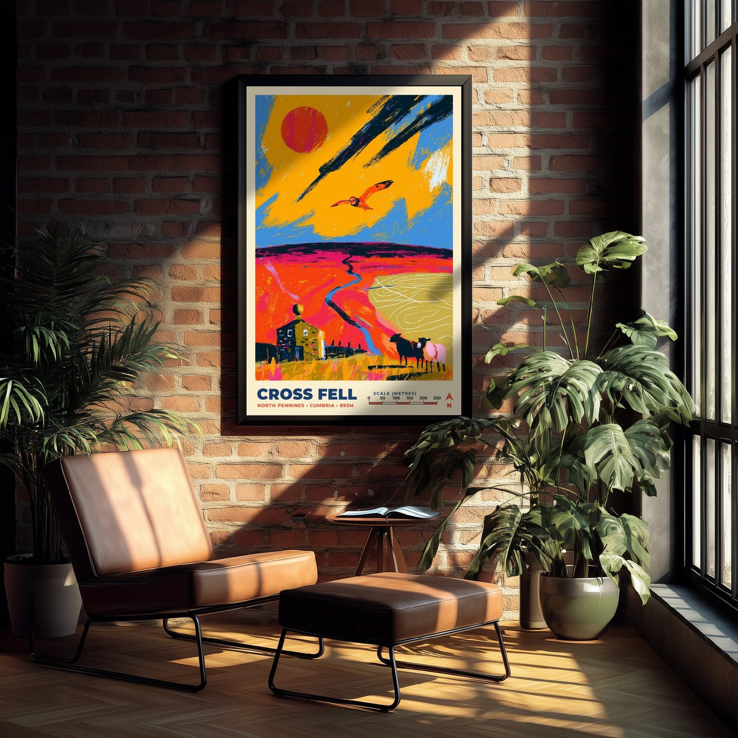 Cross Fell Travel Poster - North Pennines Art Print - Bold Mountain Illustration - Cumbria Hiking Wall Art 1/3