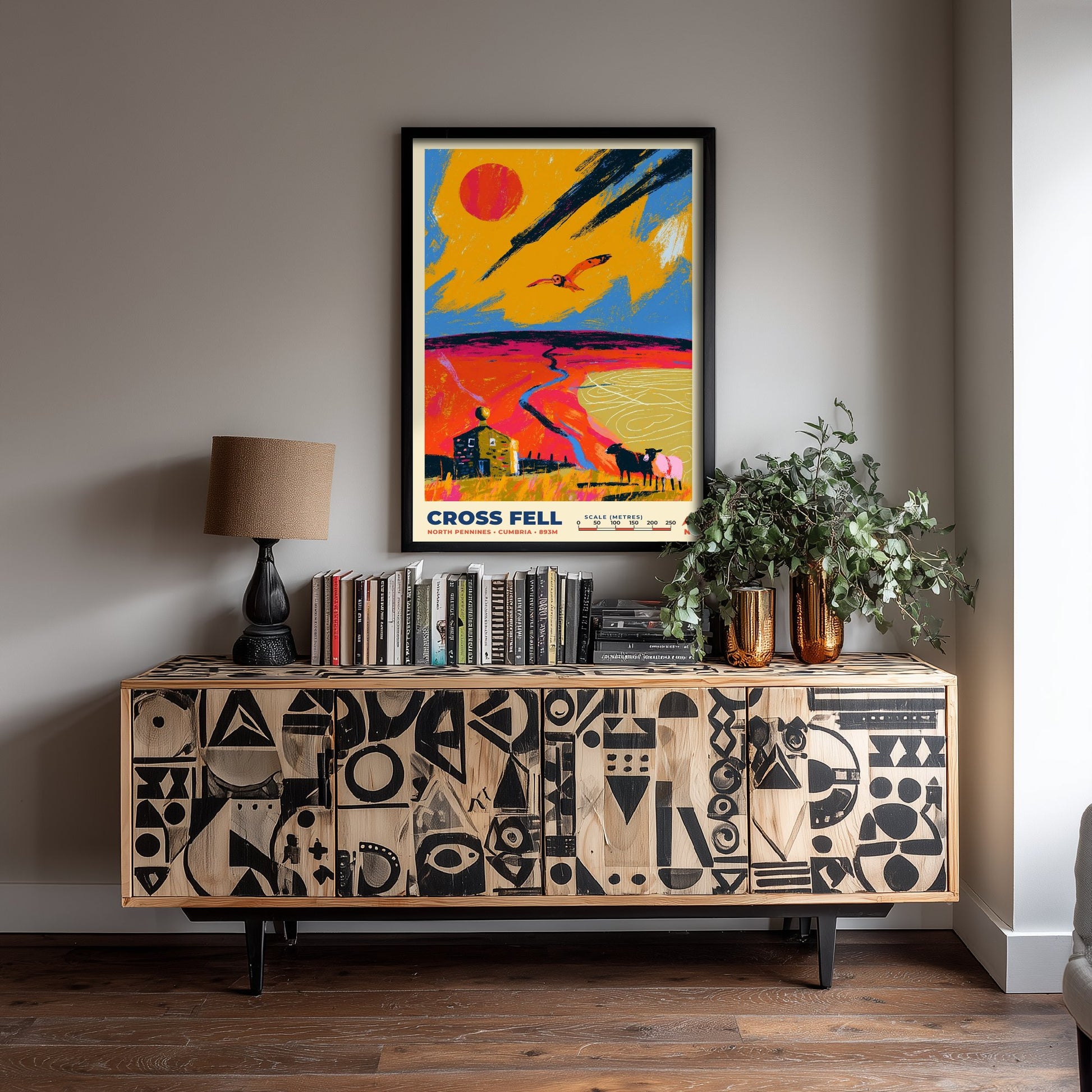 Cross Fell Travel Poster - North Pennines Art Print - Bold Mountain Illustration - Cumbria Hiking Wall Art 1/3
