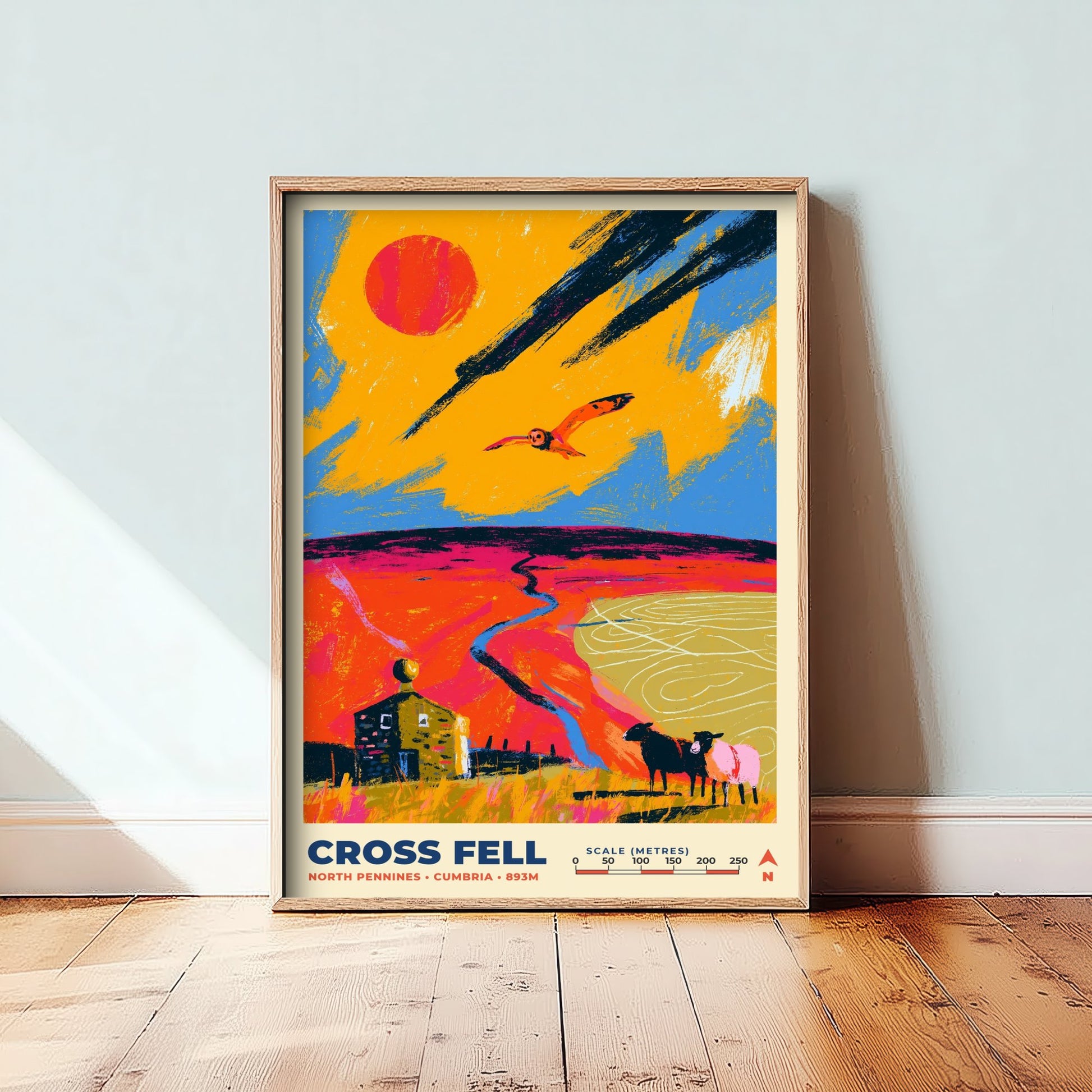 Cross Fell Travel Poster - North Pennines Art Print - Bold Mountain Illustration - Cumbria Hiking Wall Art 1/3