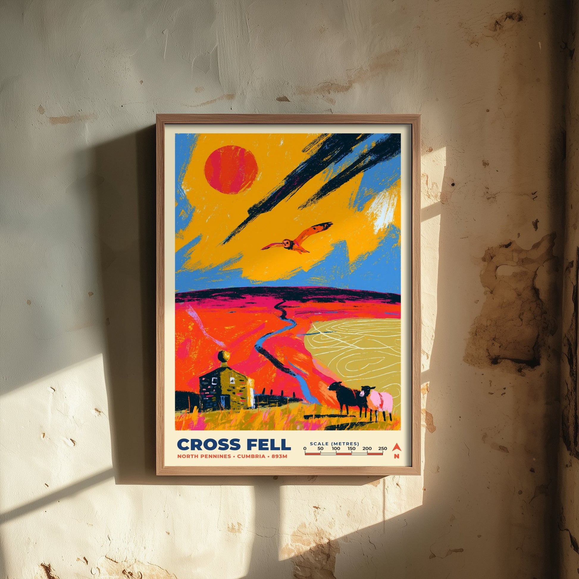 Cross Fell Travel Poster - North Pennines Art Print - Bold Mountain Illustration - Cumbria Hiking Wall Art 1/3