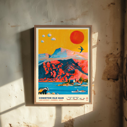 Coniston Old Man Travel Poster - Lake District Art Print - Bold Mountain Painting - Cumbria Fells Wall Art 2/3