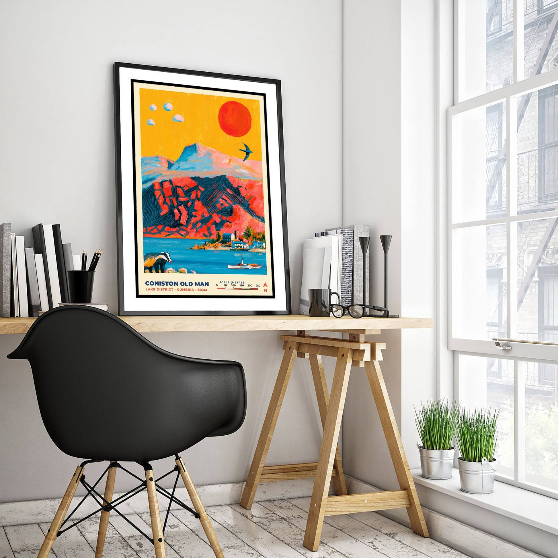 Coniston Old Man Travel Poster - Lake District Art Print - Bold Mountain Painting - Cumbria Fells Wall Art 2/3