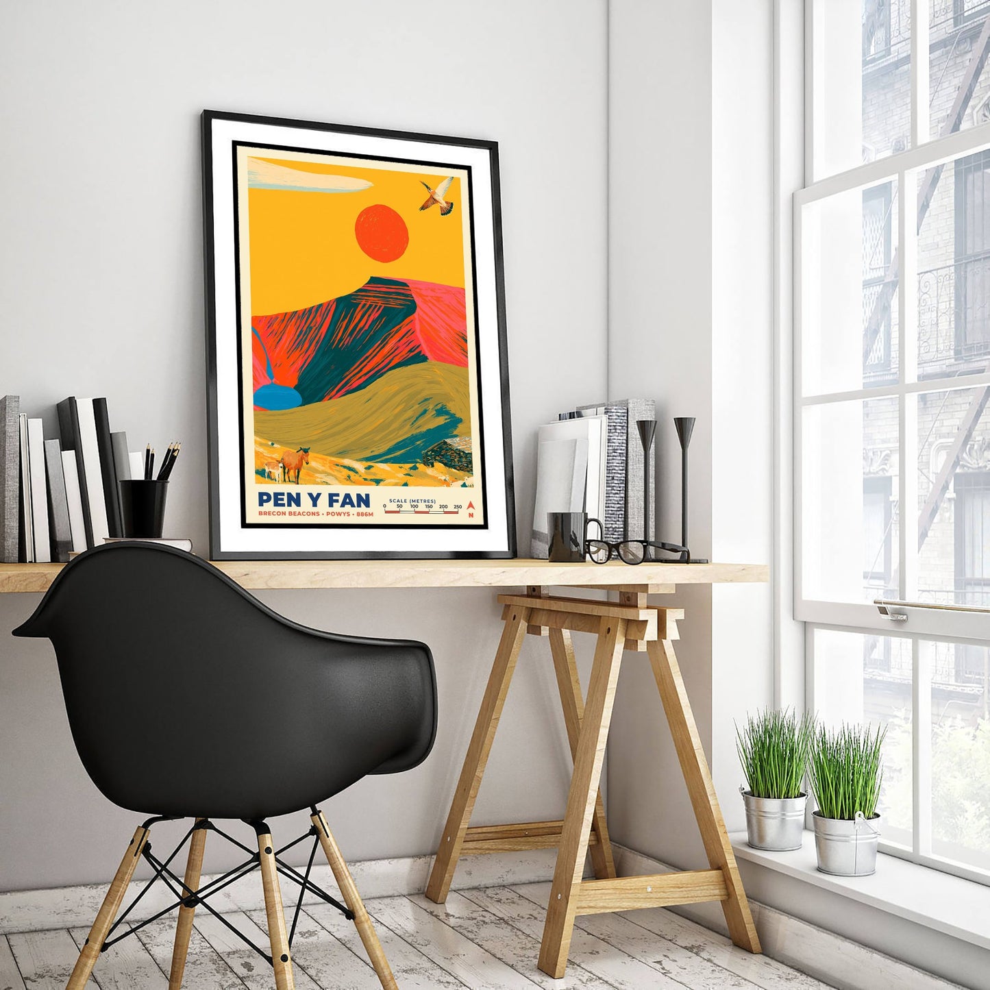 Pen y Fan Travel Poster - Brecon Beacons Art Print - Bold Mountain Illustration - Welsh Hiking Wall Art 3/3