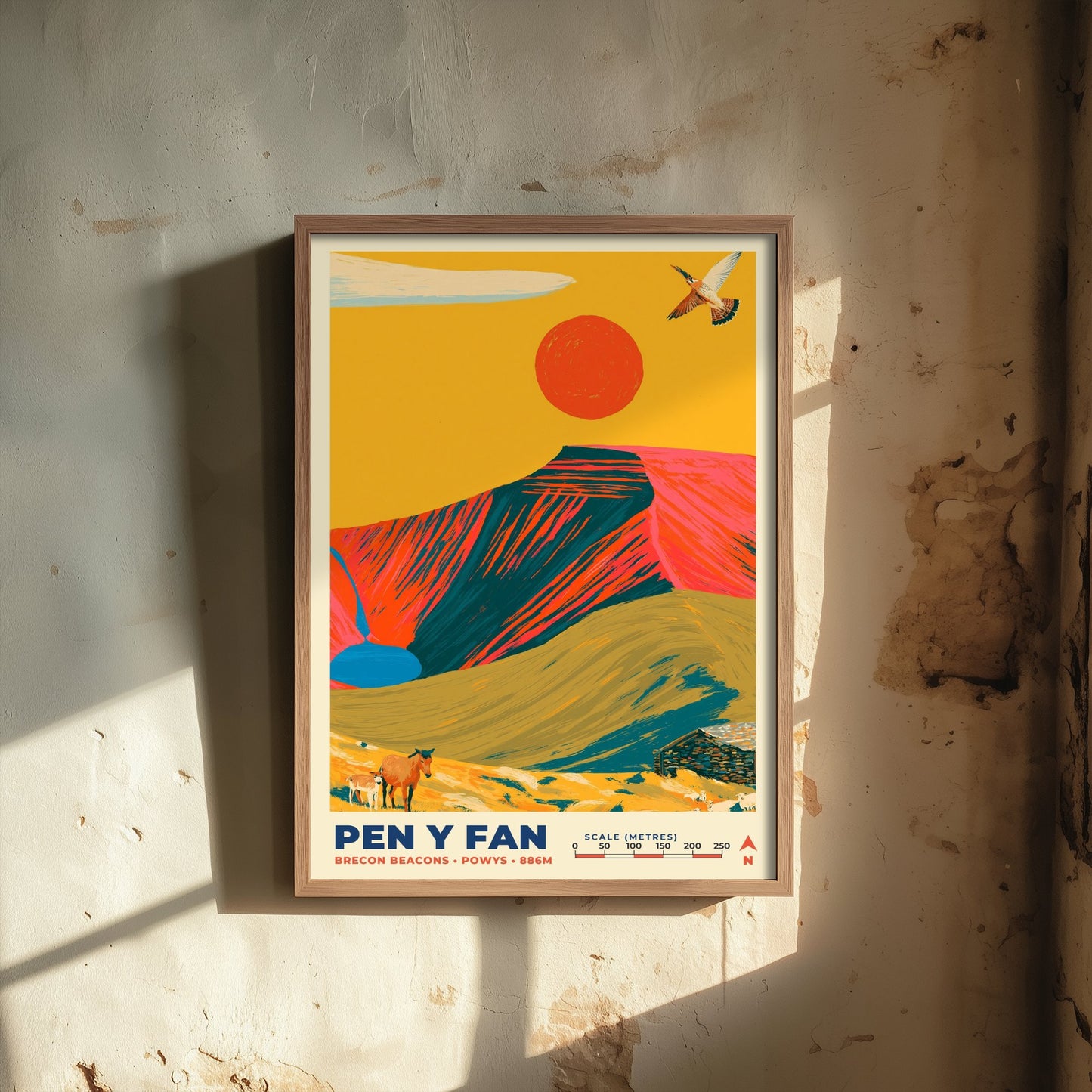 Pen y Fan Travel Poster - Brecon Beacons Art Print - Bold Mountain Illustration - Welsh Hiking Wall Art 3/3