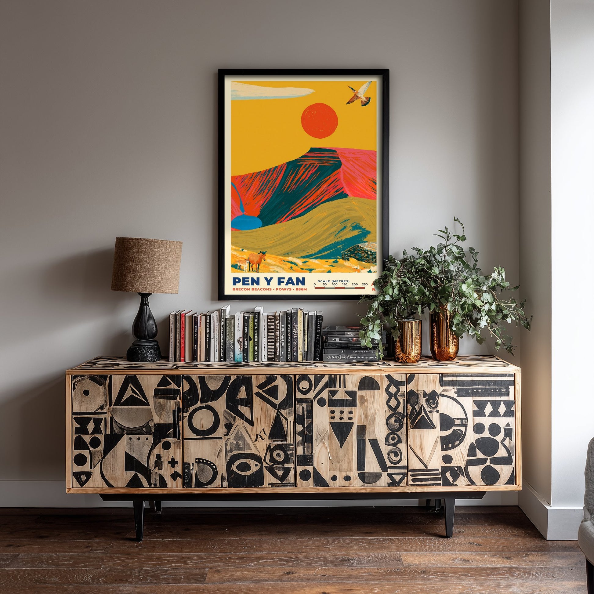 Pen y Fan Travel Poster - Brecon Beacons Art Print - Bold Mountain Illustration - Welsh Hiking Wall Art 3/3