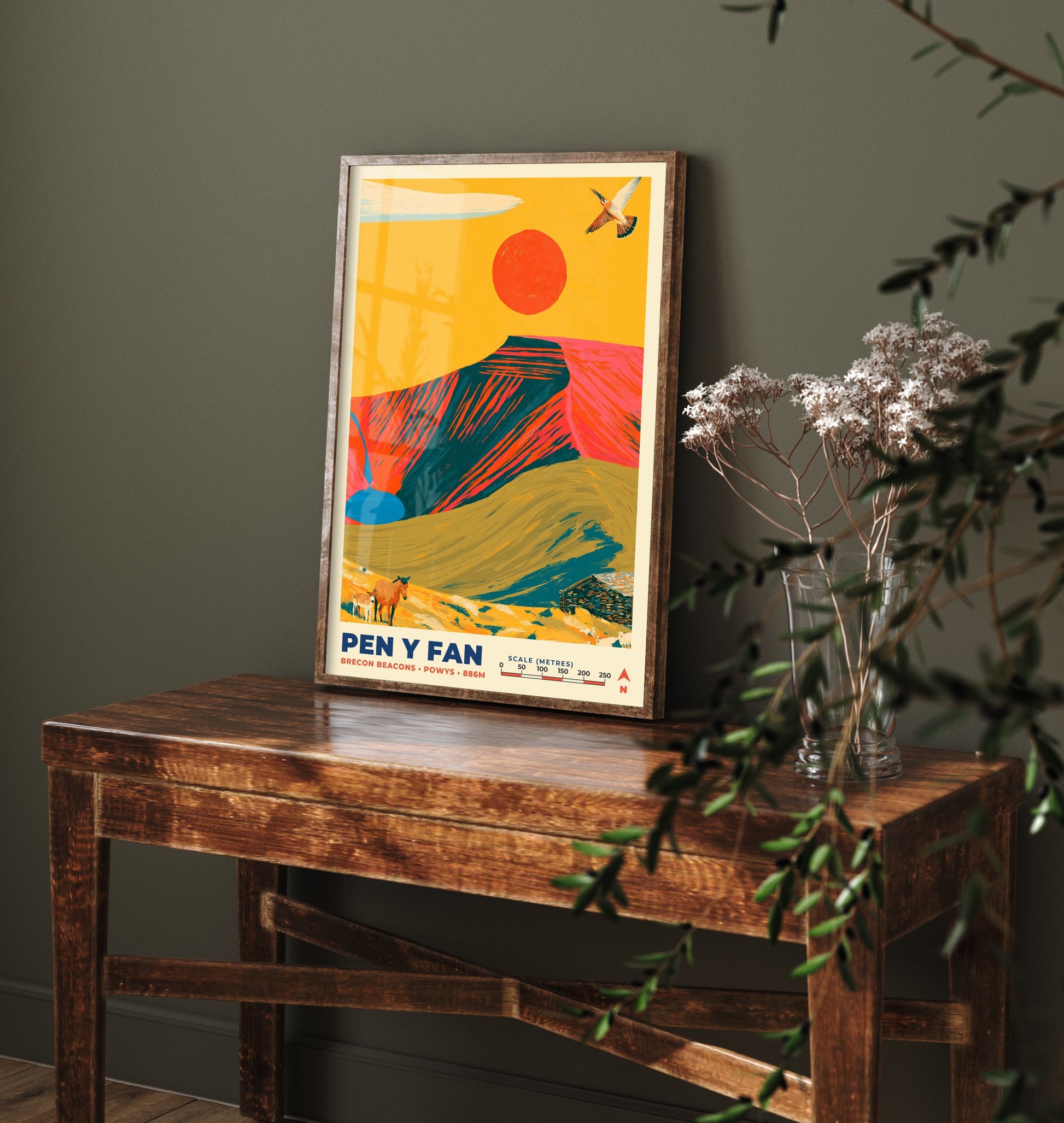 Pen y Fan Travel Poster - Brecon Beacons Art Print - Bold Mountain Illustration - Welsh Hiking Wall Art 3/3