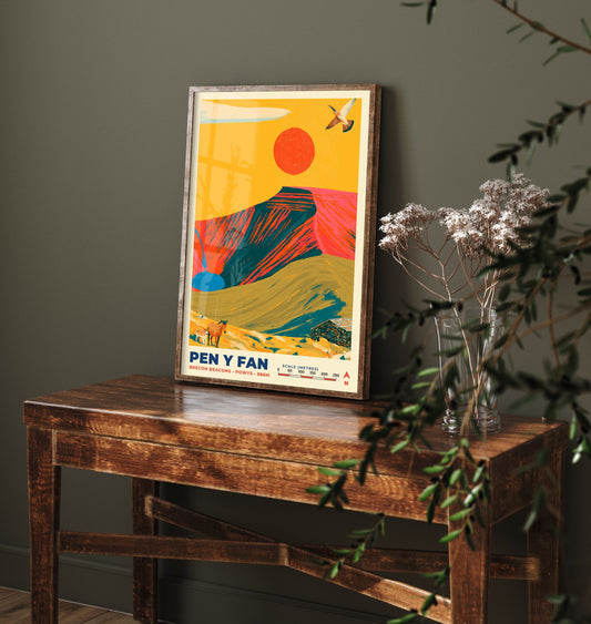 Pen y Fan Travel Poster - Brecon Beacons Art Print - Bold Mountain Illustration - Welsh Hiking Wall Art 3/3