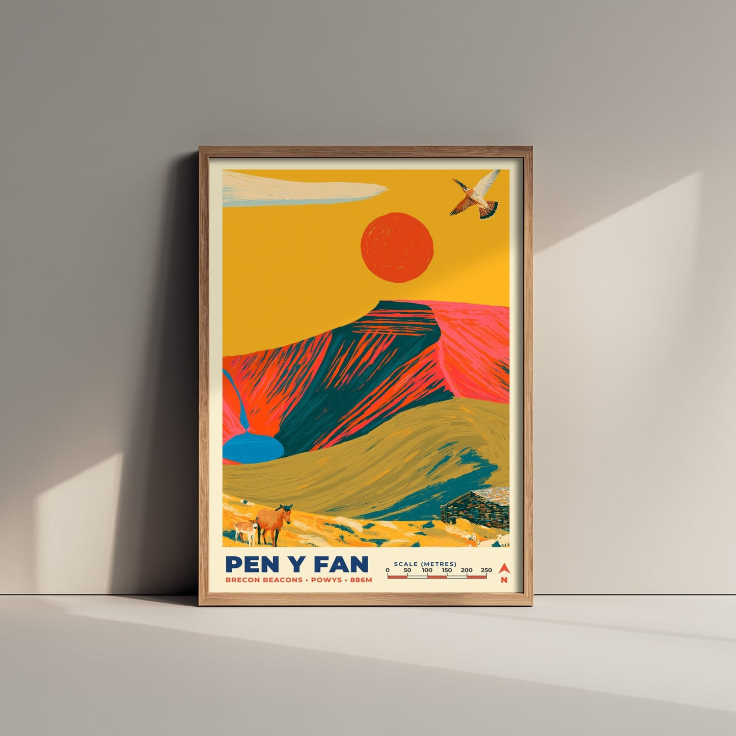 Pen y Fan Travel Poster - Brecon Beacons Art Print - Bold Mountain Illustration - Welsh Hiking Wall Art 3/3