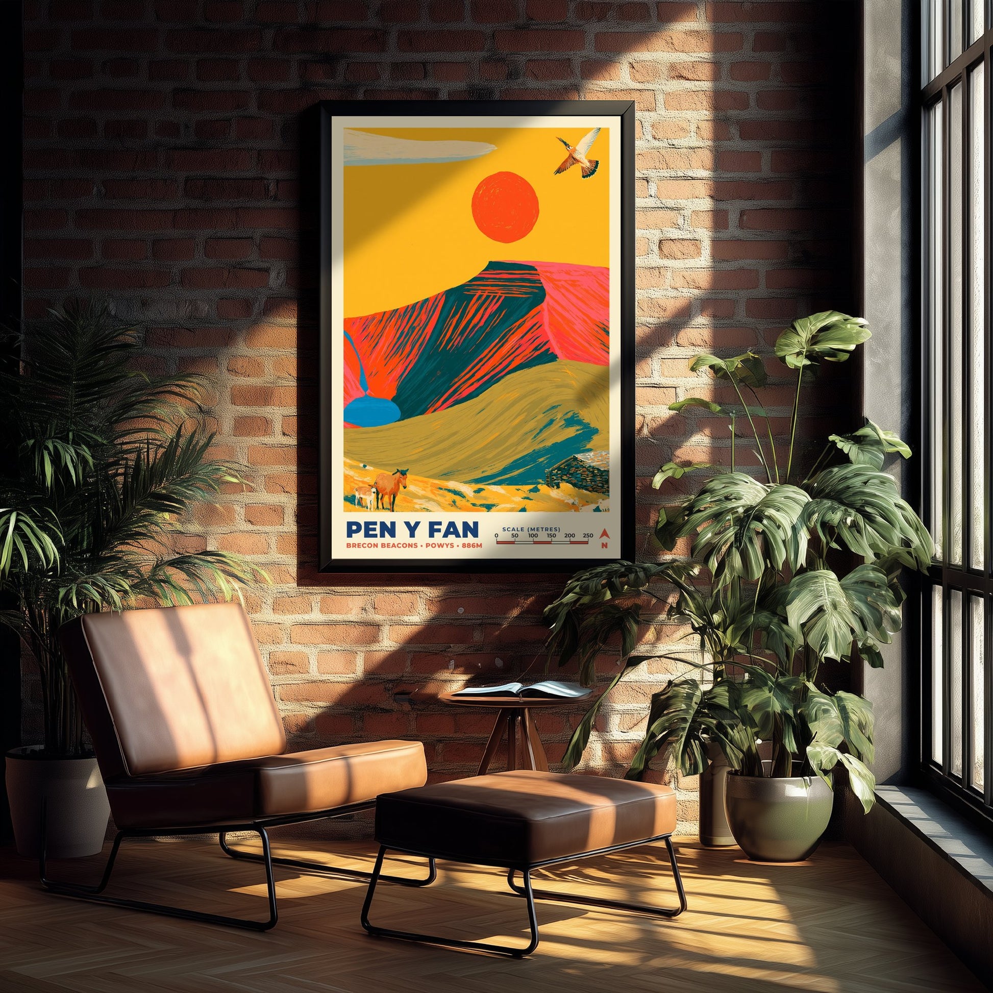 Pen y Fan Travel Poster - Brecon Beacons Art Print - Bold Mountain Illustration - Welsh Hiking Wall Art 3/3