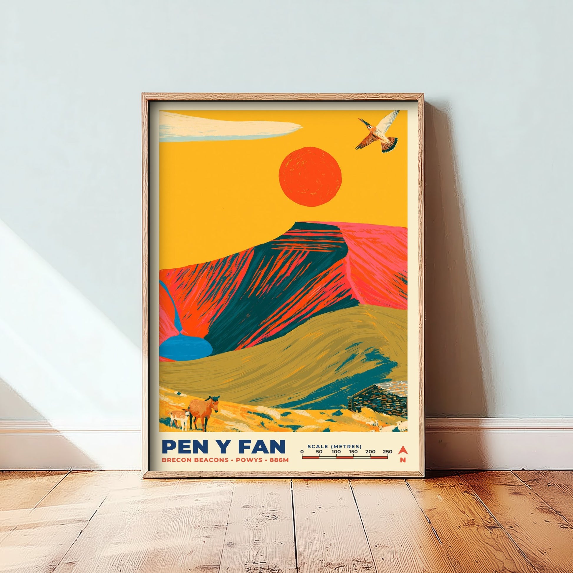 Pen y Fan Travel Poster - Brecon Beacons Art Print - Bold Mountain Illustration - Welsh Hiking Wall Art 3/3