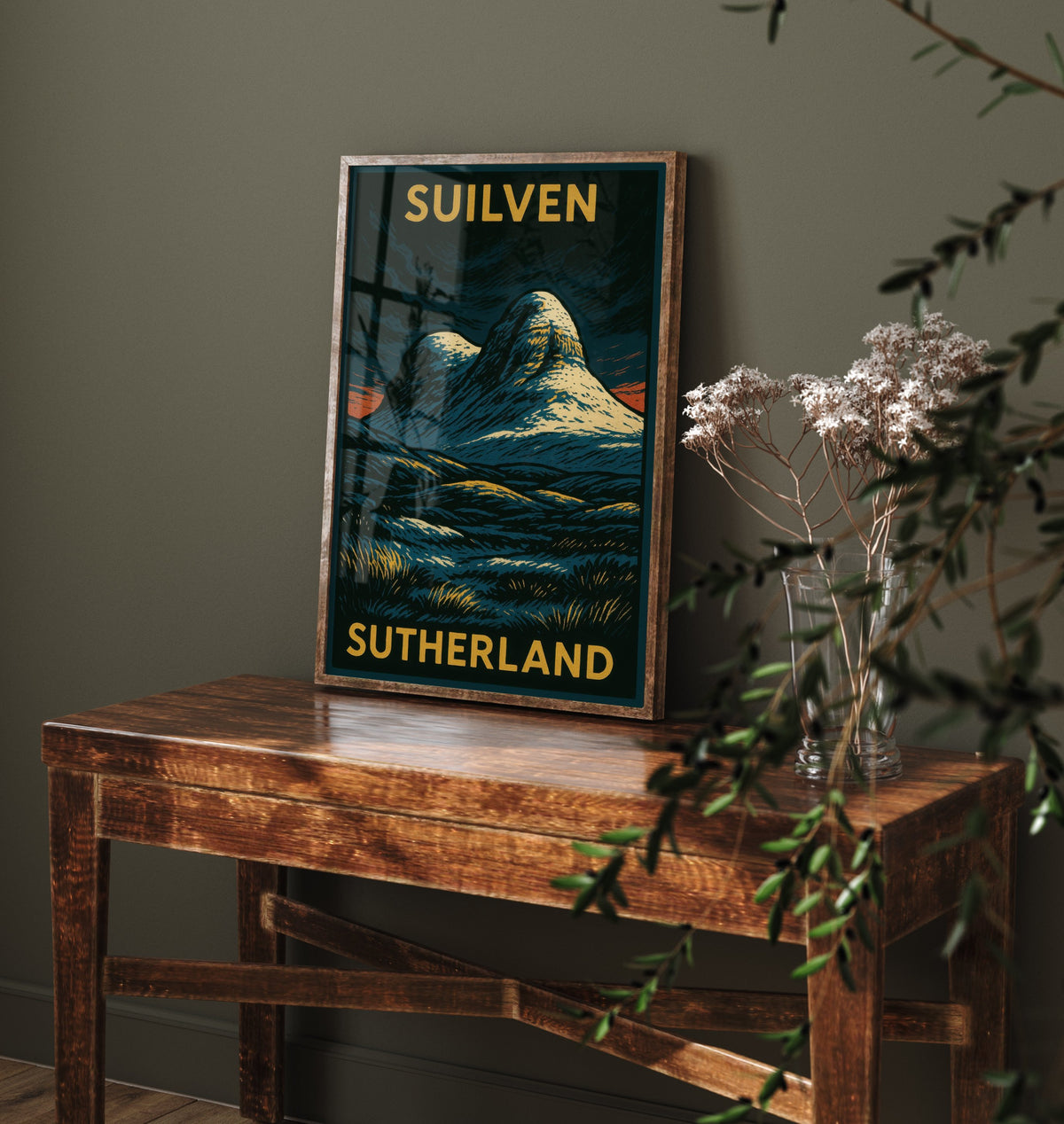 Suilven Scotland Travel Poster - Highland Mountain Art Print - Bold Woodcut Landscape - Sutherland 1/3