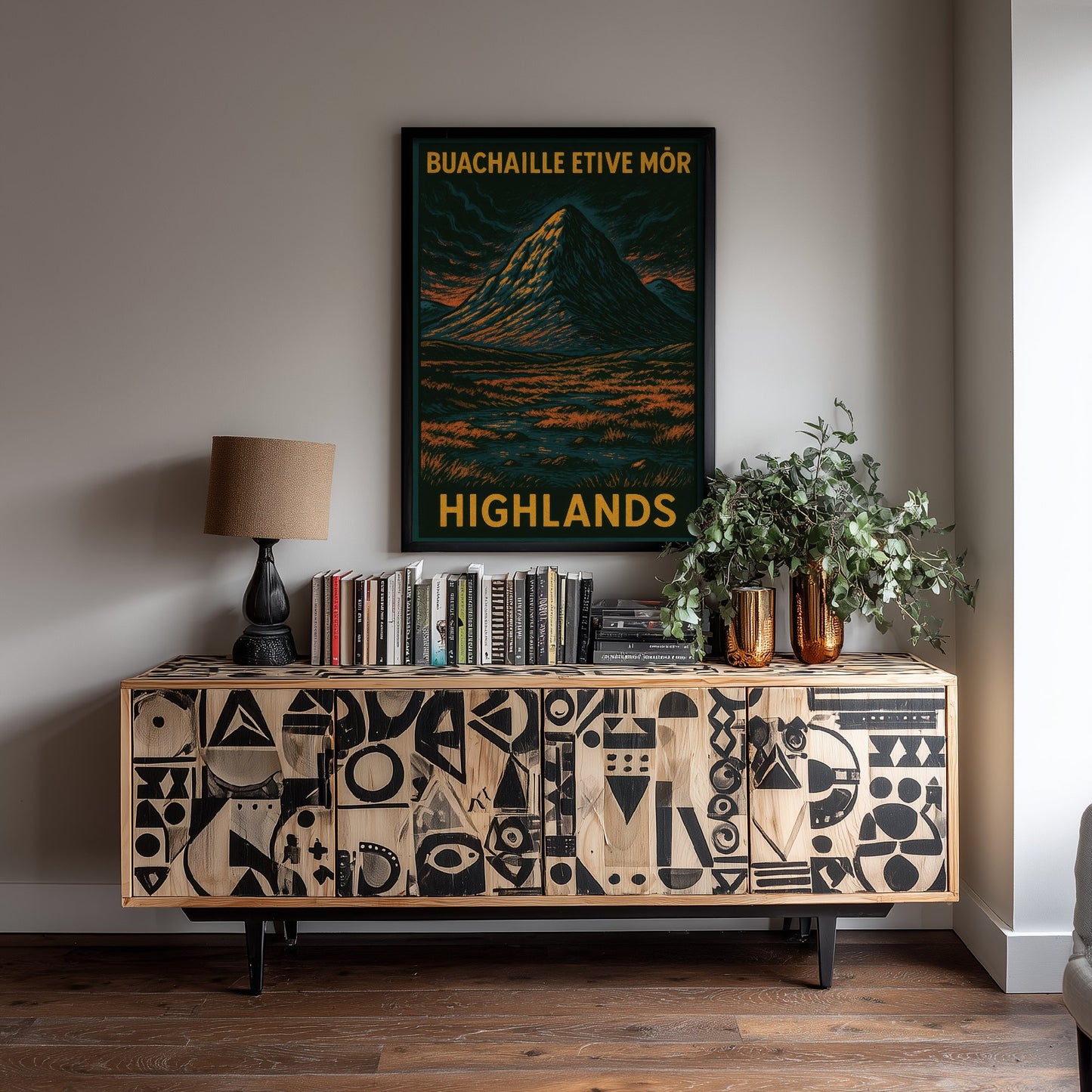 Buachaille Etive Mor Scotland Travel Poster - Highland Mountain Art Print - Bold Woodcut Landscape - Glencoe 2/3