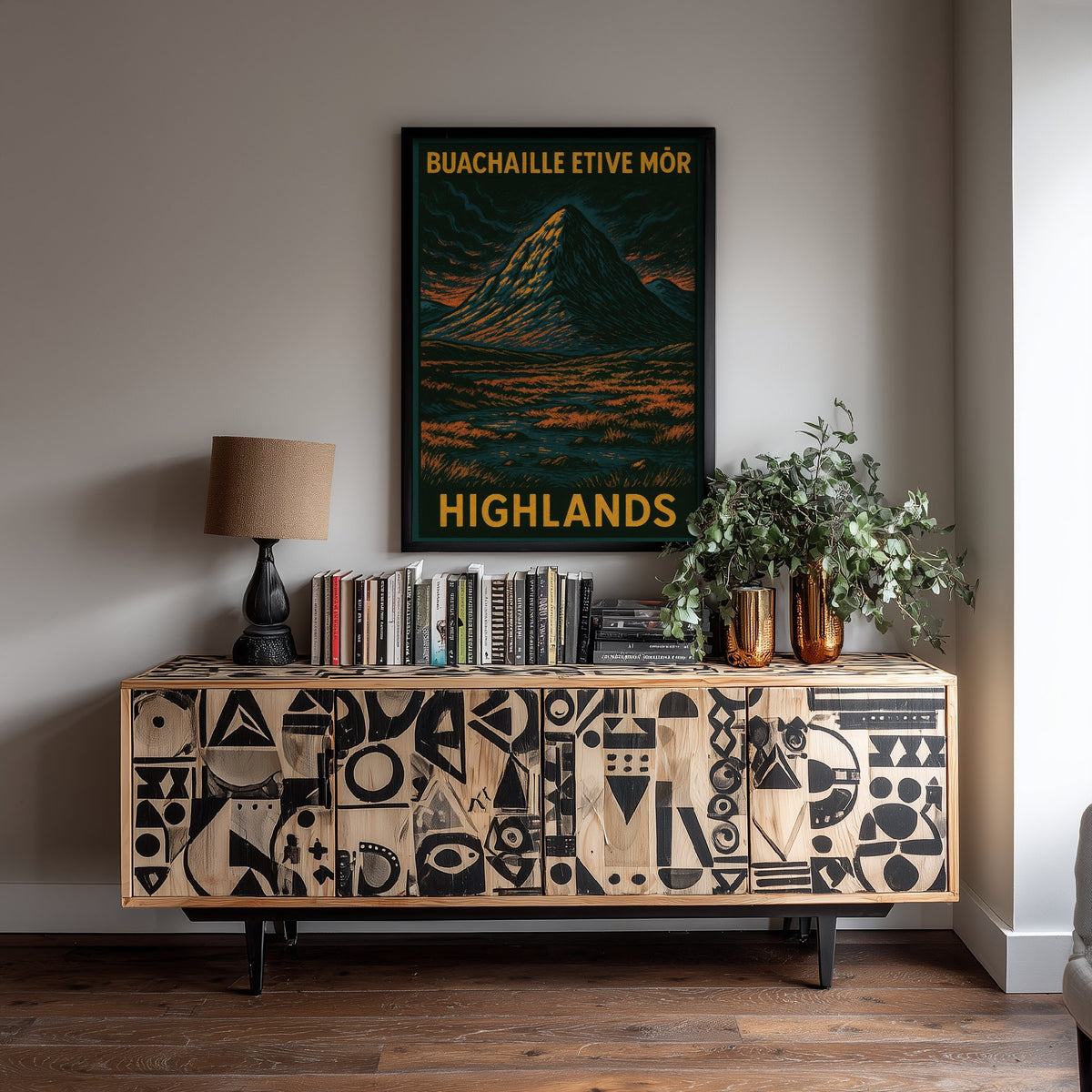 Buachaille Etive Mor Scotland Travel Poster - Highland Mountain Art Print - Bold Woodcut Landscape - Glencoe 2/3