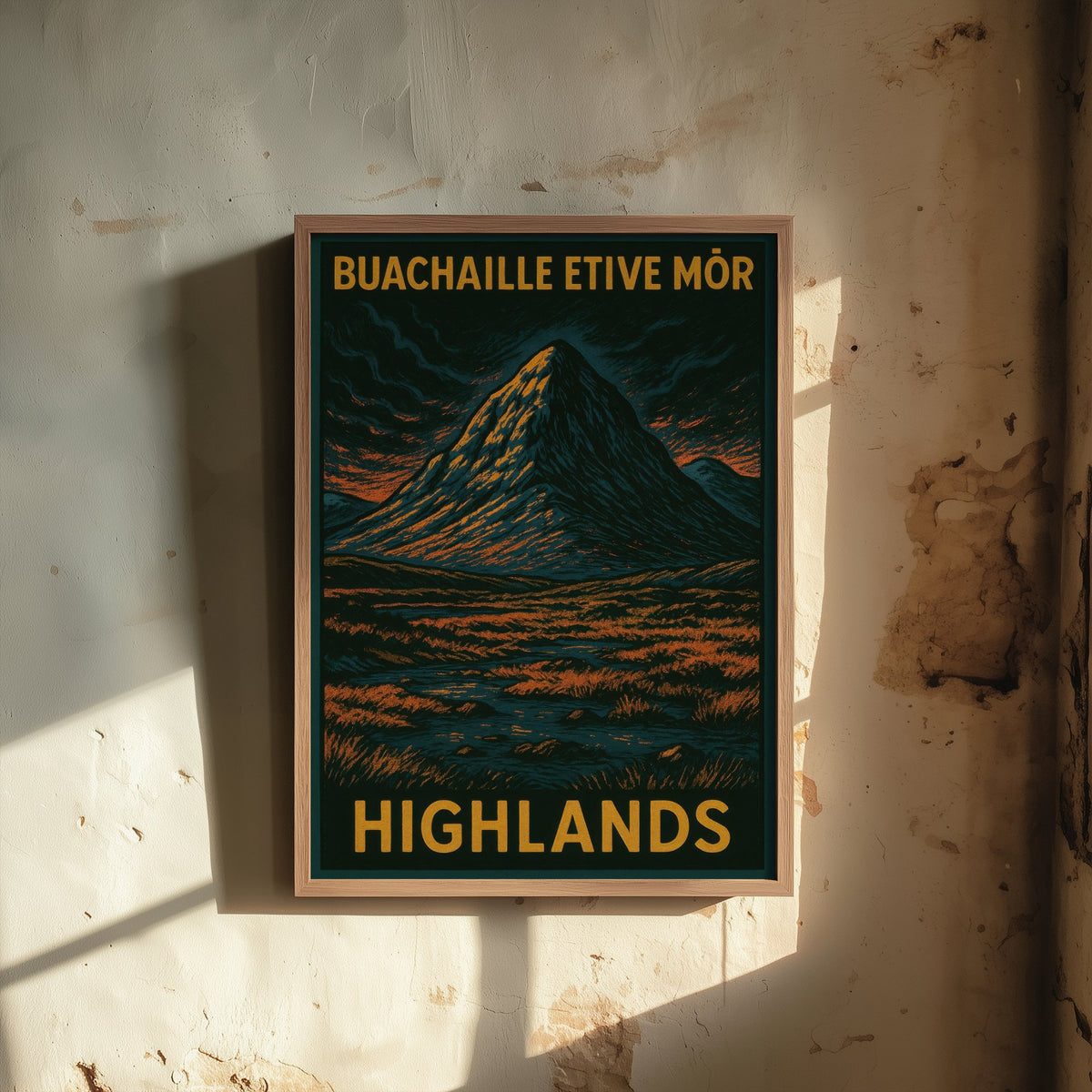 Buachaille Etive Mor Scotland Travel Poster - Highland Mountain Art Print - Bold Woodcut Landscape - Glencoe 2/3