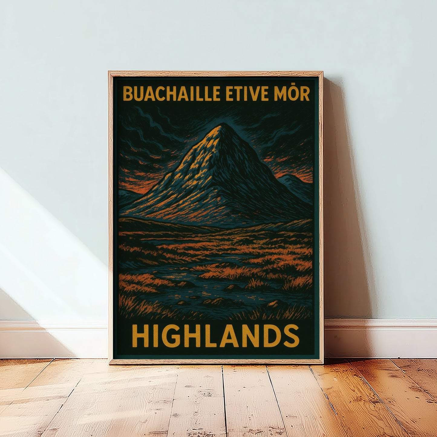 Buachaille Etive Mor Scotland Travel Poster - Highland Mountain Art Print - Bold Woodcut Landscape - Glencoe 2/3
