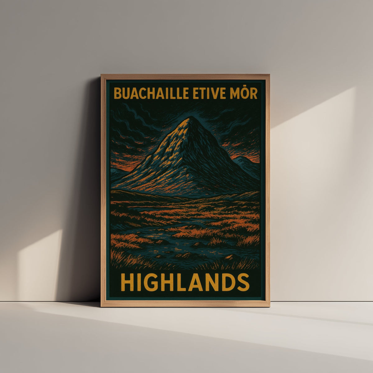 Buachaille Etive Mor Scotland Travel Poster - Highland Mountain Art Print - Bold Woodcut Landscape - Glencoe 2/3