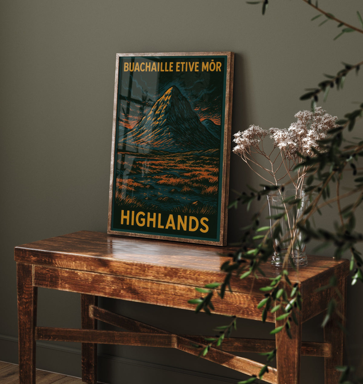 Buachaille Etive Mor Scotland Travel Poster - Highland Mountain Art Print - Bold Woodcut Landscape - Glencoe 2/3